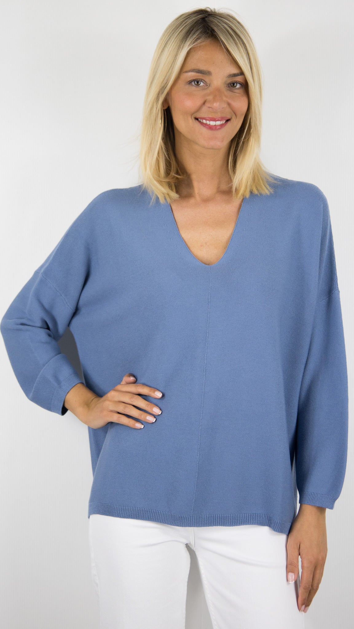 PULL COL V AMPLE POUR FEMME LAJAMAICA AN'GE #COLOR_JEAN