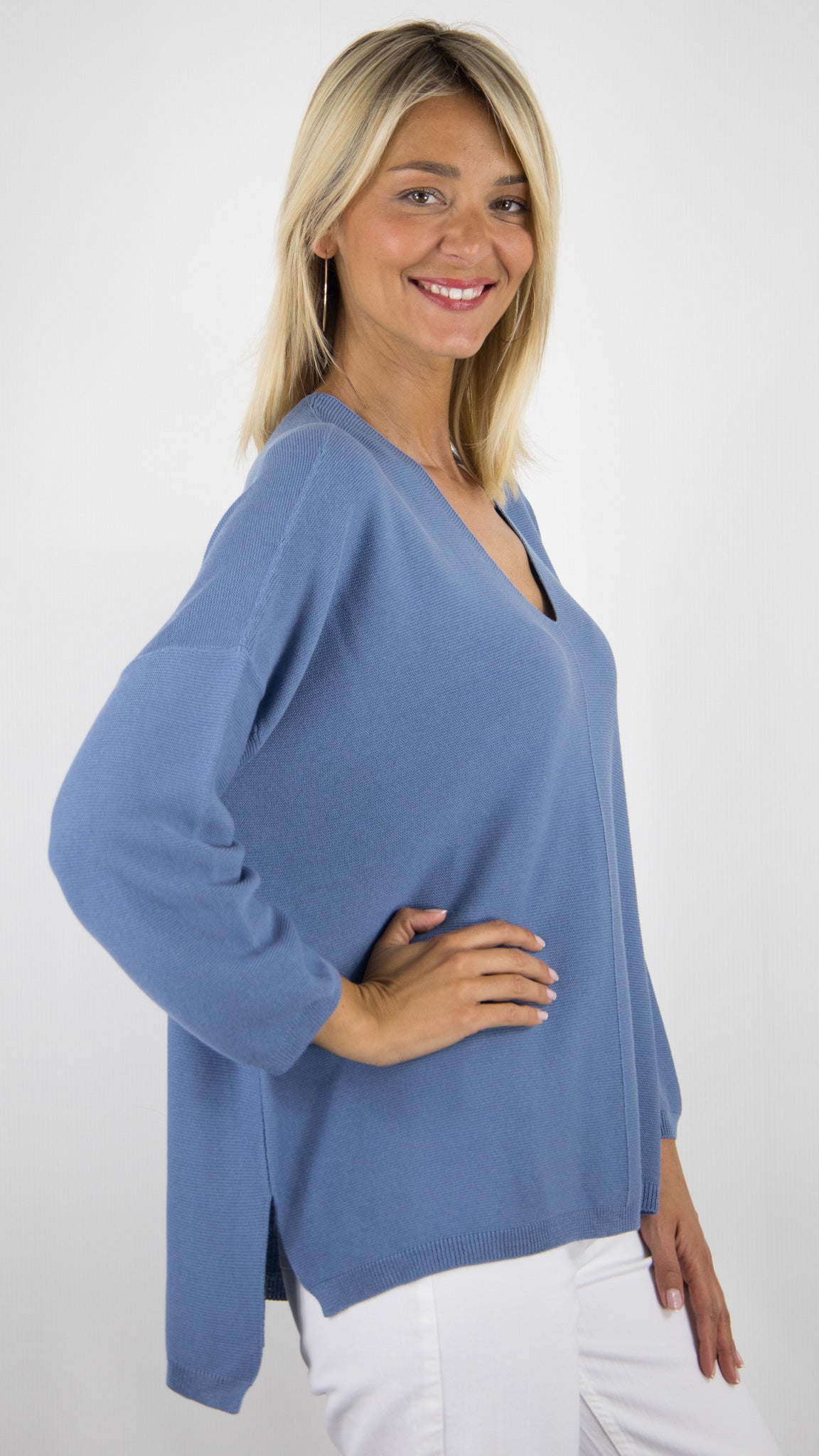 PULL COL V AMPLE POUR FEMME LAJAMAICA AN'GE #COLOR_JEAN
