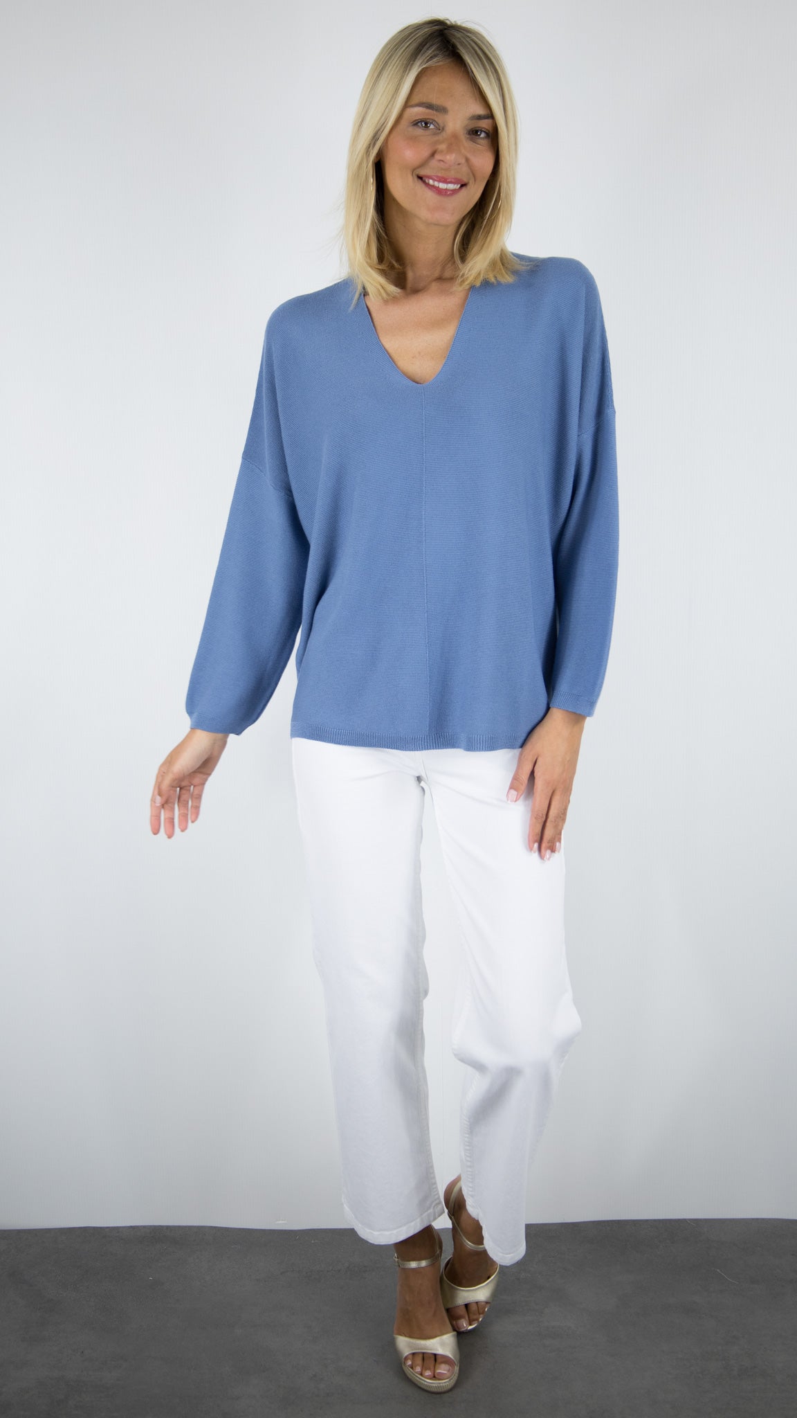 PULL COL V AMPLE POUR FEMME LAJAMAICA AN'GE #COLOR_JEAN