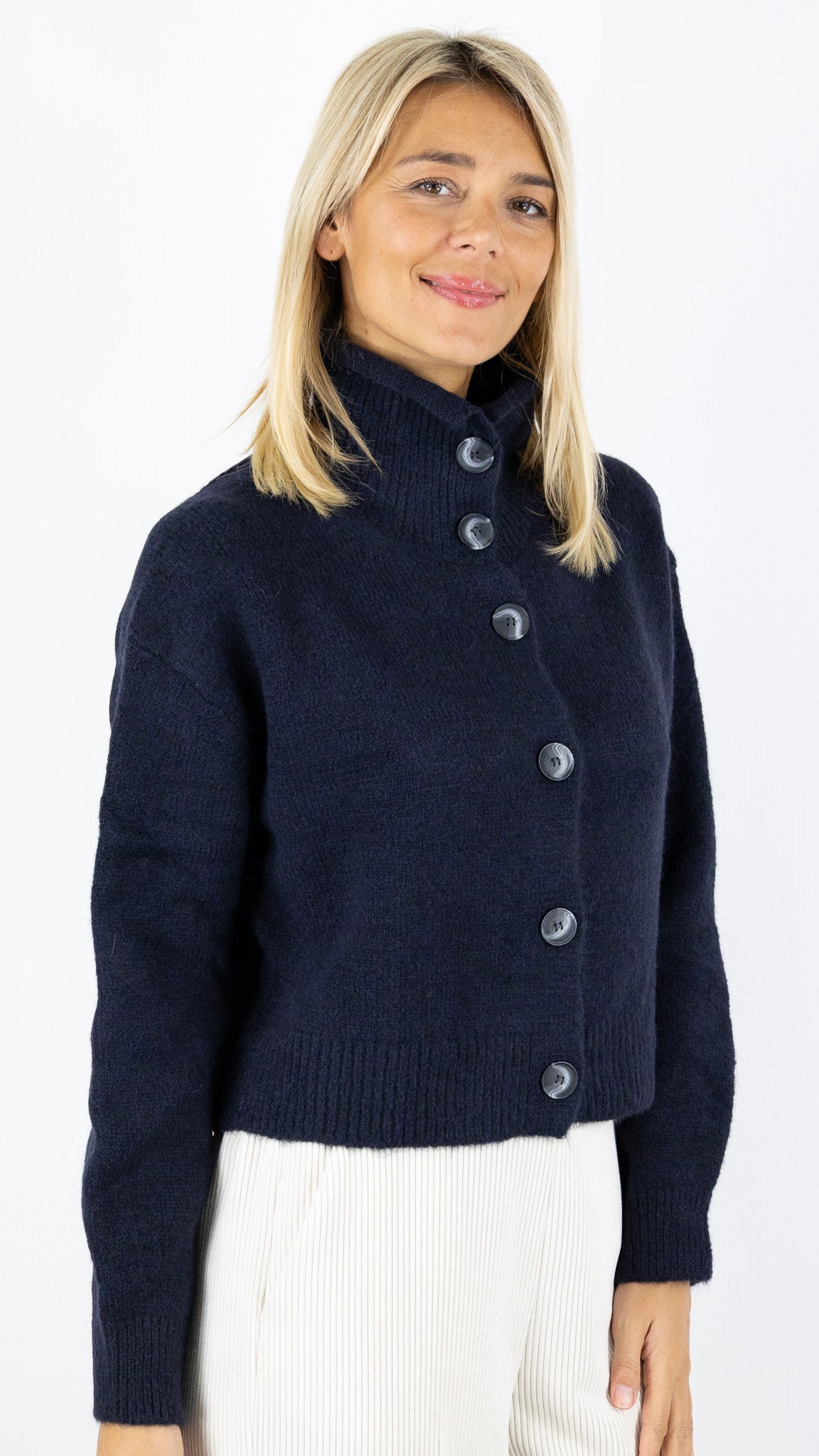 GILET EPAIS COL MONTANT FEMME AN'GE LAKEYLA#COLOR_MARINE