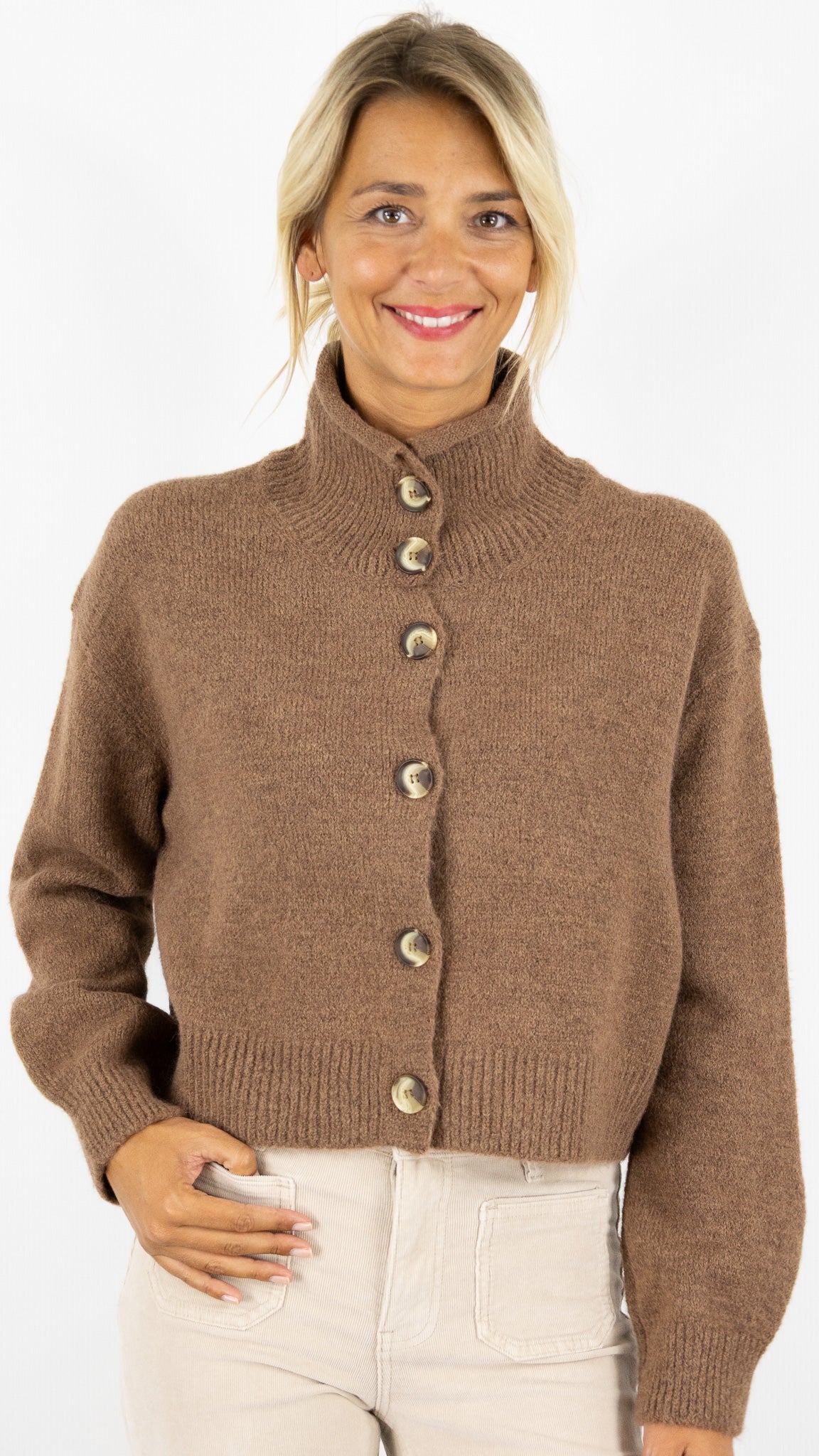 GILET EPAIS COL MONTANT FEMME AN'GE LAKEYLA#COLOR_MARRON GLACE