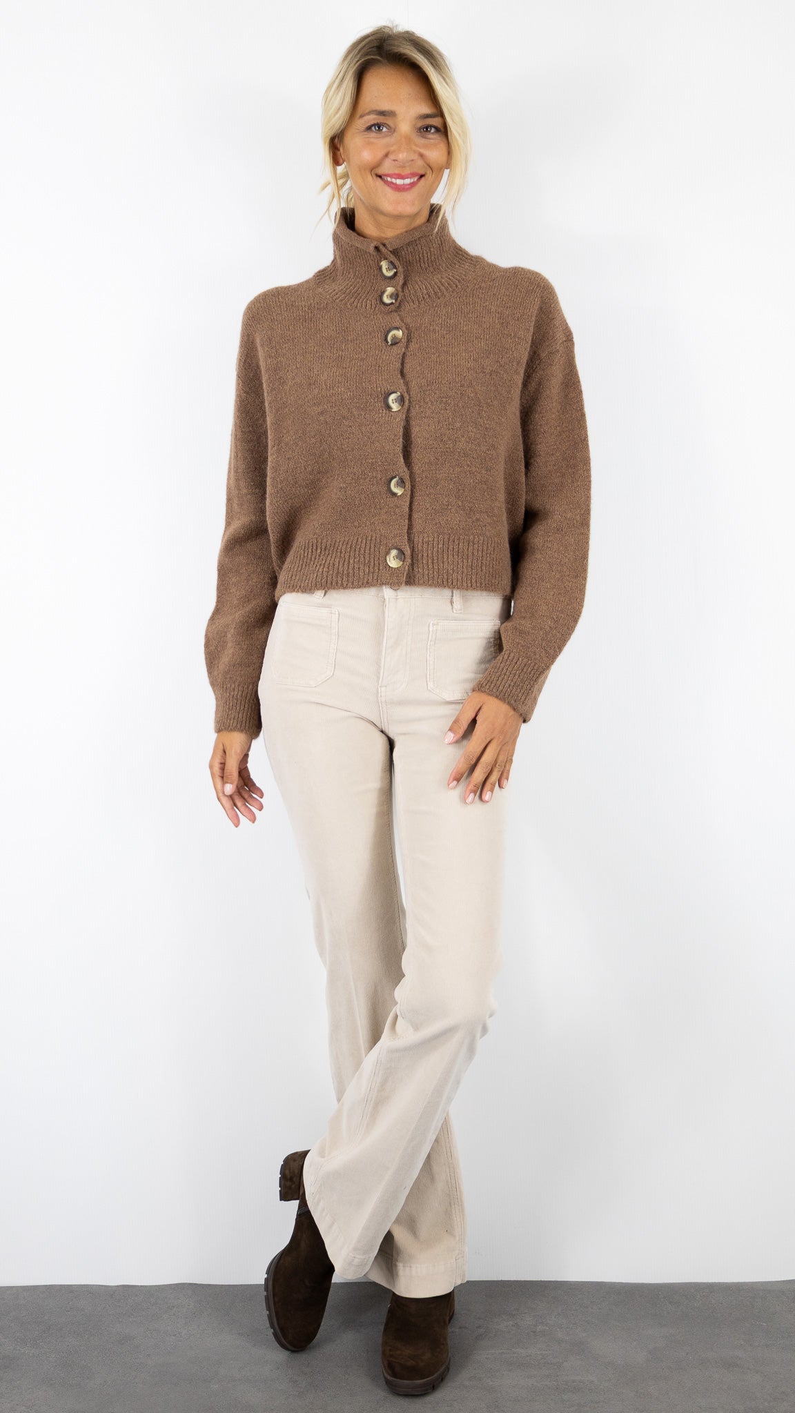 GILET EPAIS COL MONTANT FEMME AN'GE LAKEYLA#COLOR_MARRON GLACE