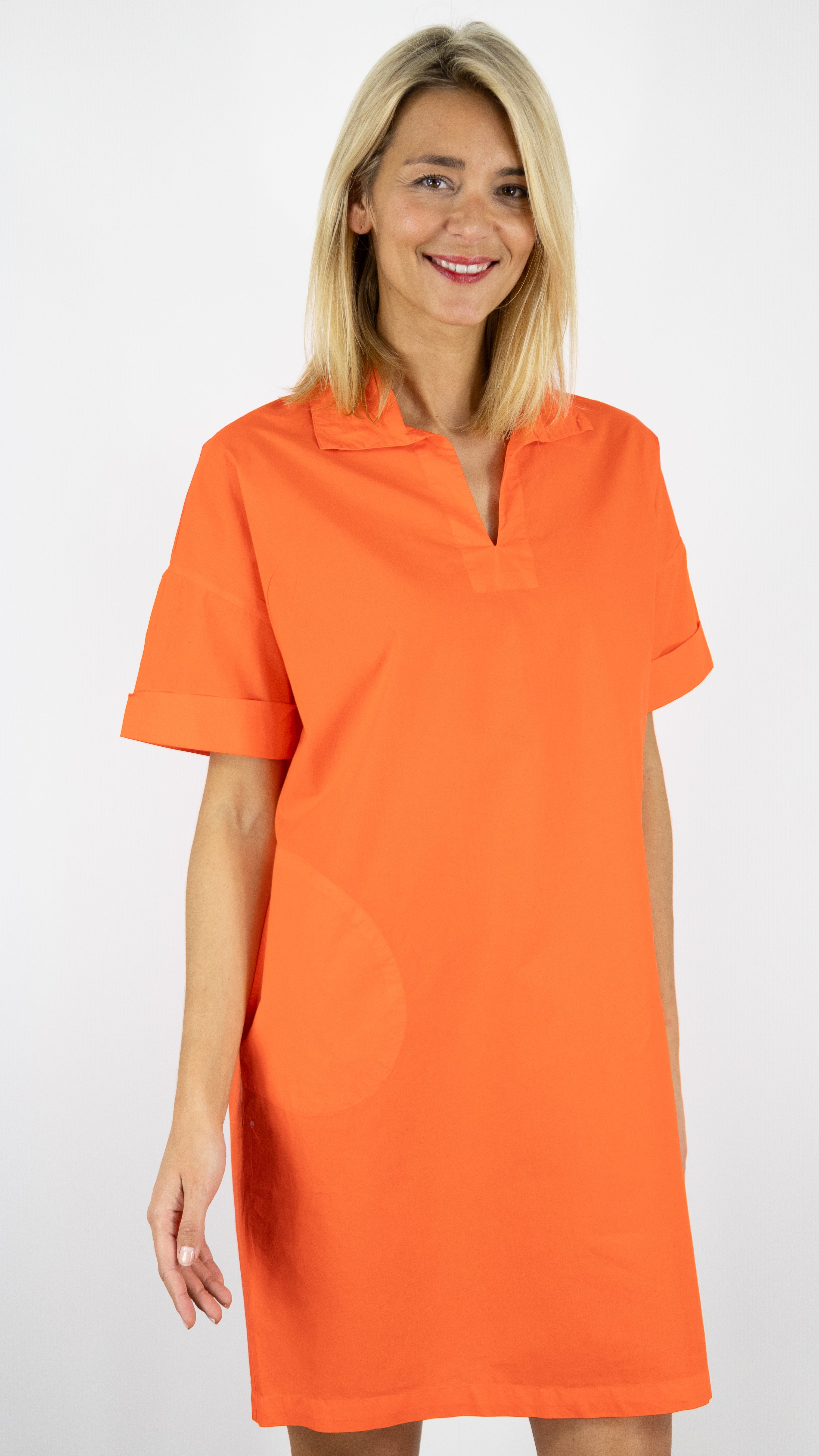 ROBE COL VAREUSE 100% COTON BENSIMON LARA#COLOR_ORANGE