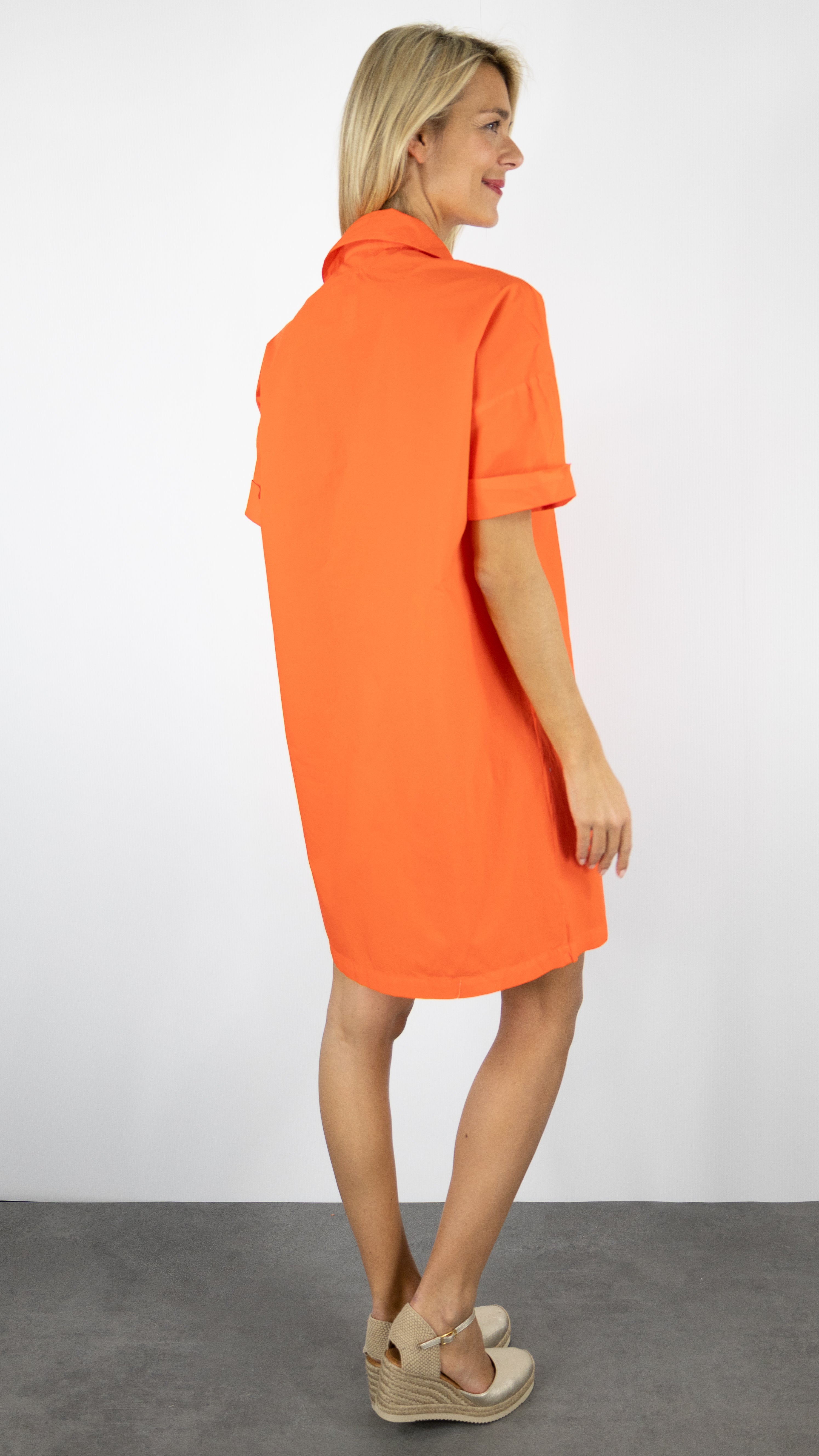 ROBE COL VAREUSE 100% COTON BENSIMON LARA#COLOR_ORANGE