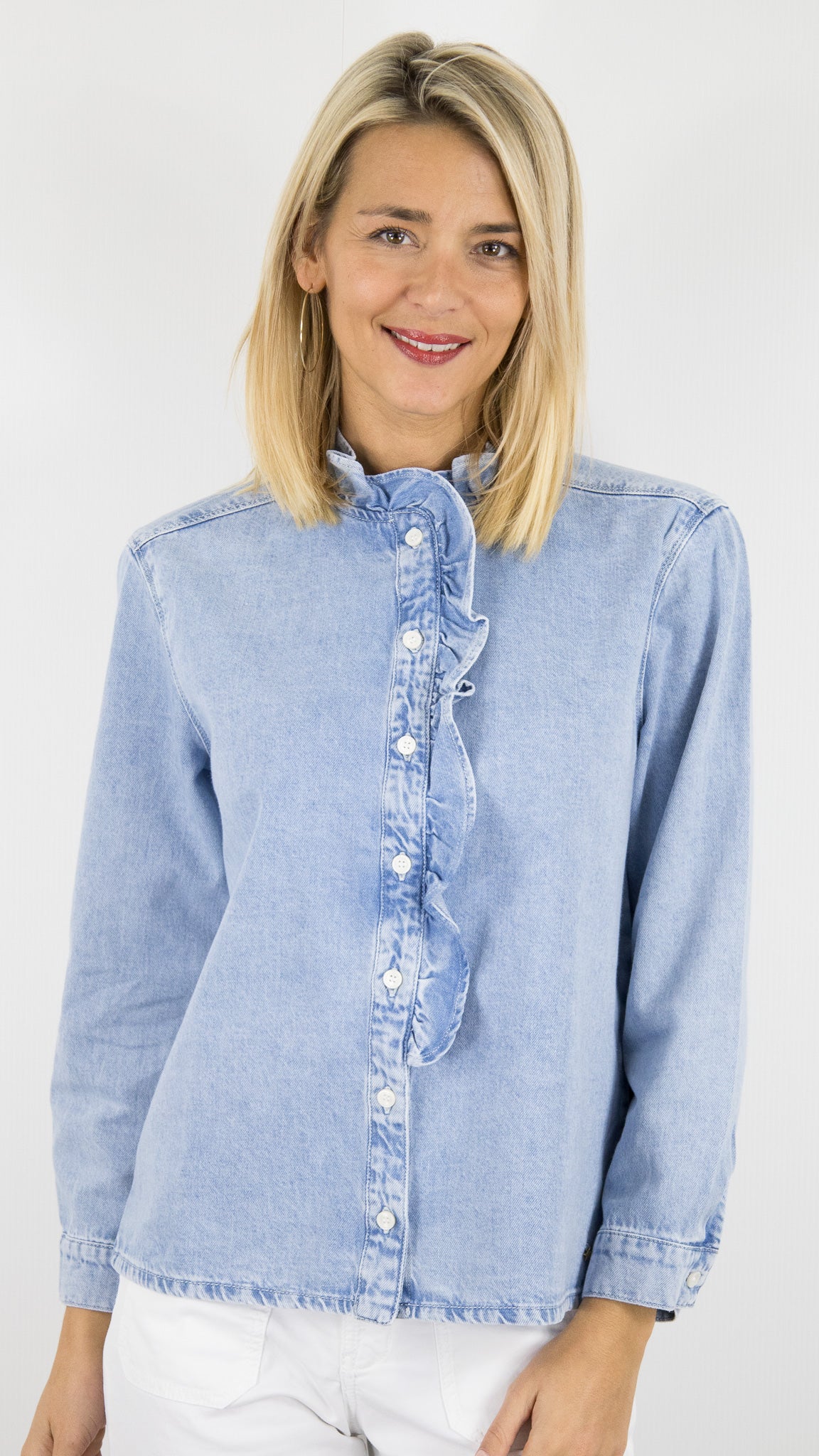 CHEMISE EN JEANS VOLANTEE POUR FEMME DES PETITS HAUTS LASSA 