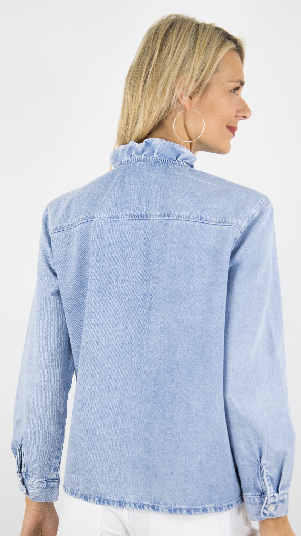 CHEMISE EN JEANS VOLANTEE POUR FEMME DES PETITS HAUTS LASSA 