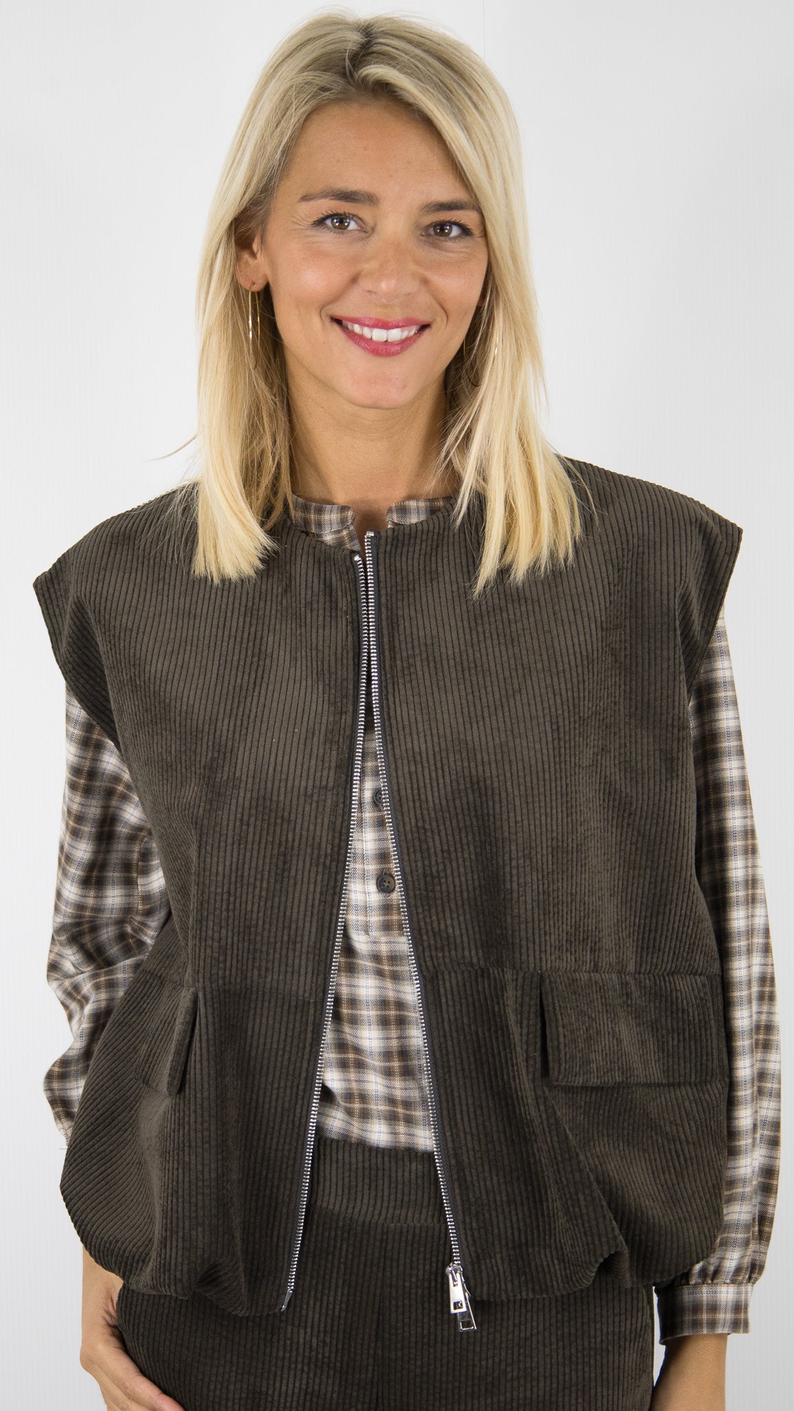 BOMBERS SANS MANCHES CN VELOURS COTELE FEMME IMPERIAL LC79KEC MORO CHOCO