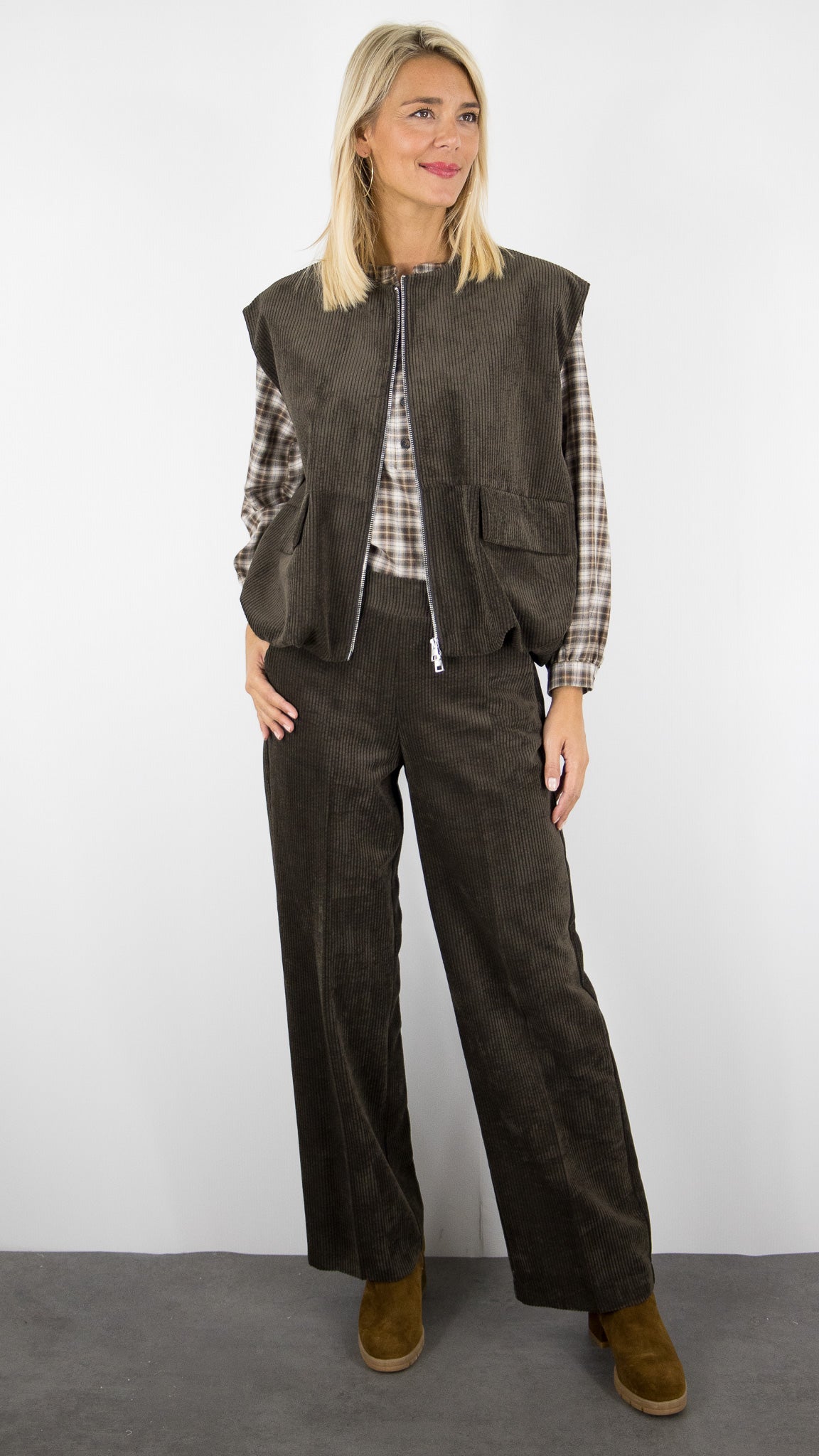 BOMBERS SANS MANCHES CN VELOURS COTELE FEMME IMPERIAL LC79KEC MORO CHOCO