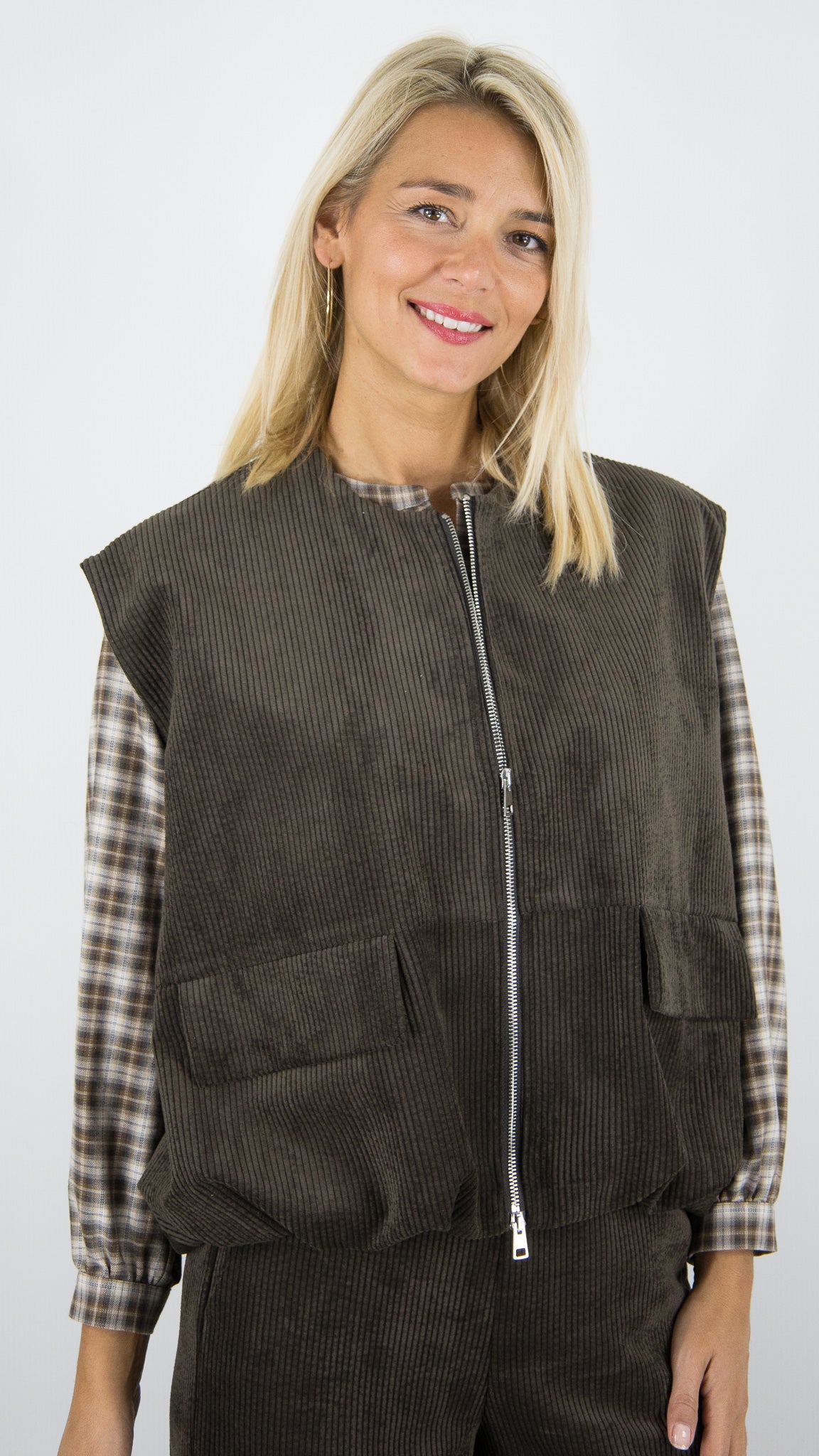 BOMBERS SANS MANCHES CN VELOURS COTELE FEMME IMPERIAL LC79KEC MORO CHOCO