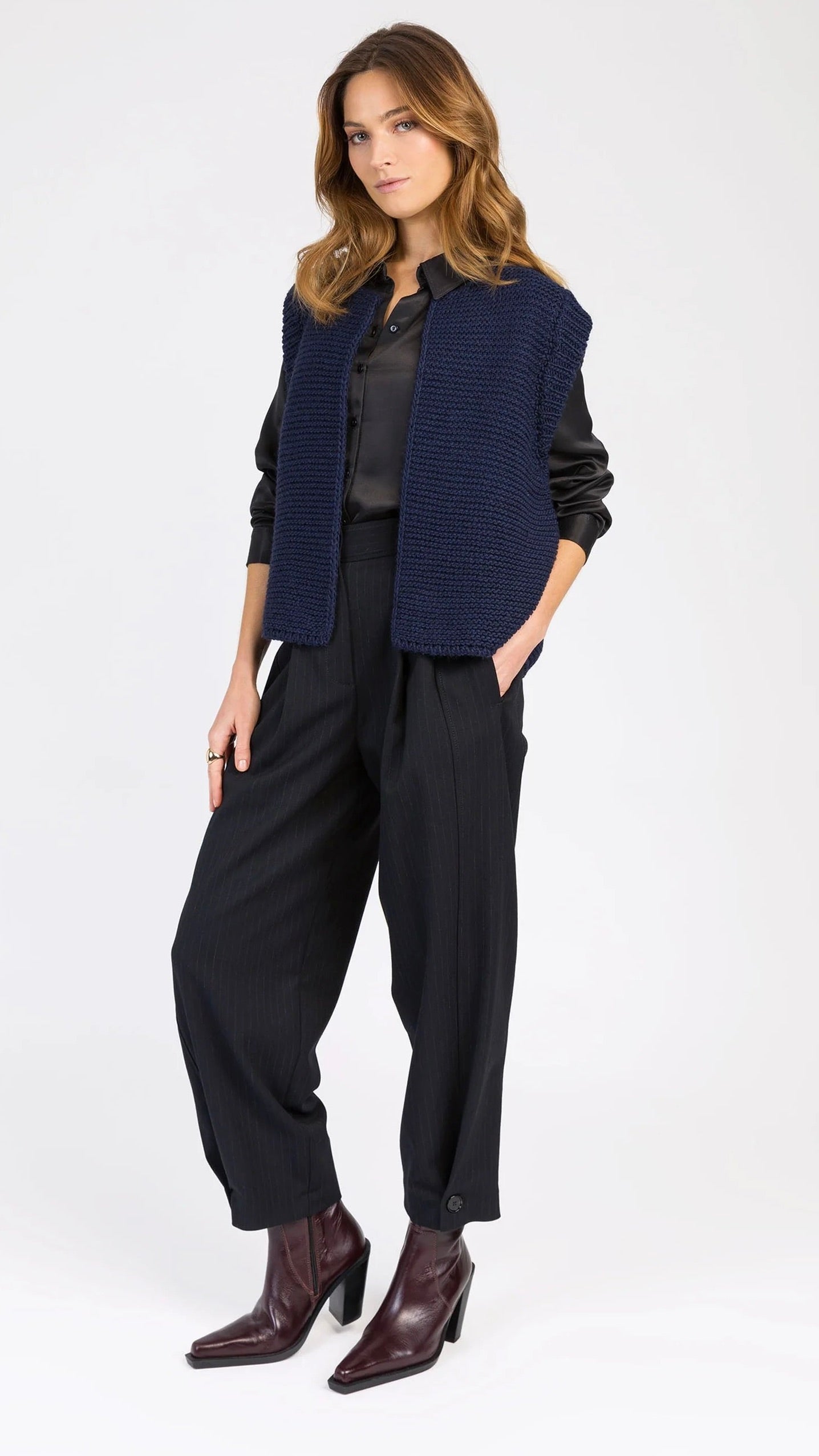 GILET COURT SANS MANCHES AN'GE LEGRINGO#COLOR_MARINE