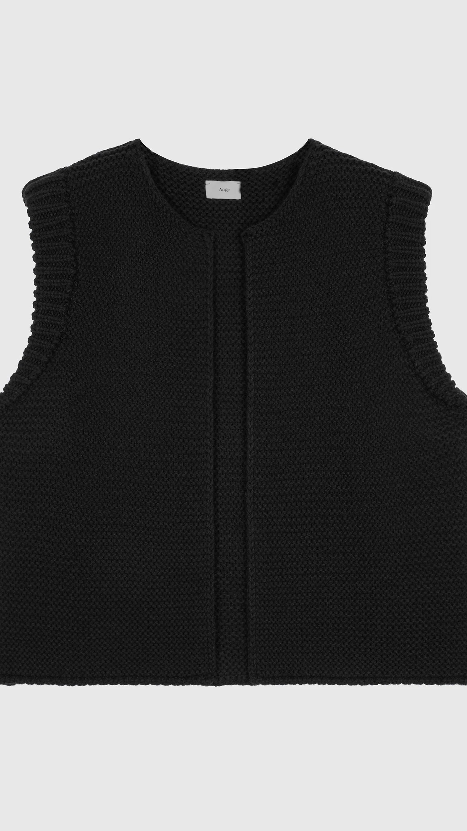 GILET SANS MANCHES GROSSE MAILLE FEMME AN'GE LEGRINGOU#COLOR_NOIR