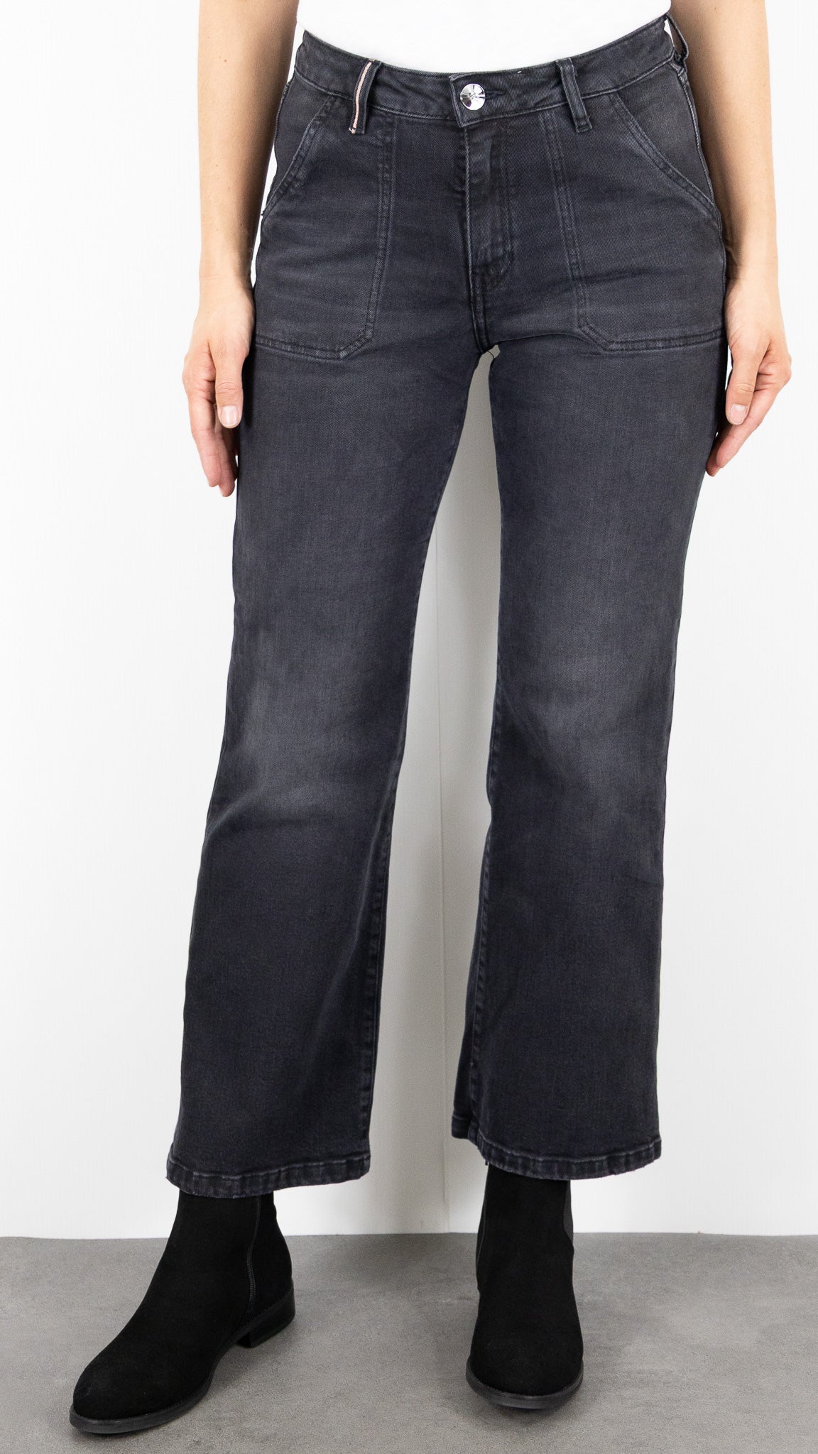JEANS FLARE 7/8  ISLOW LEHA BLACK DENIM GRIS SOLAR ECLIPSE