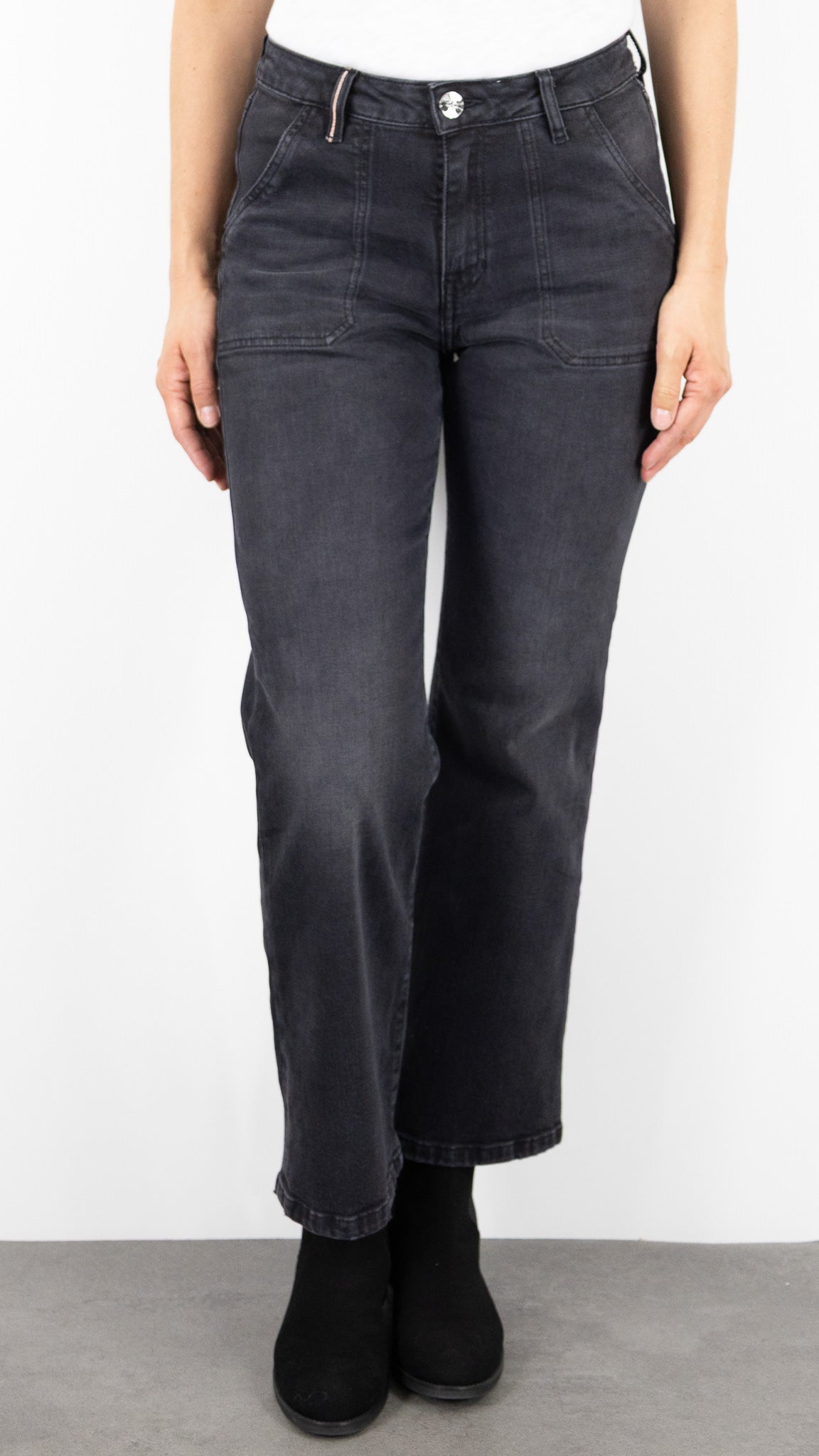 JEANS FLARE 7/8  ISLOW LEHA BLACK DENIM GRIS SOLAR ECLIPSE