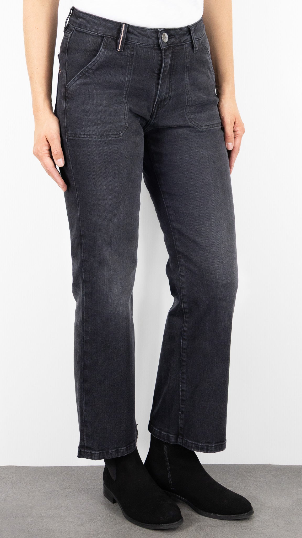 JEANS FLARE 7/8  ISLOW LEHA BLACK DENIM GRIS SOLAR ECLIPSE