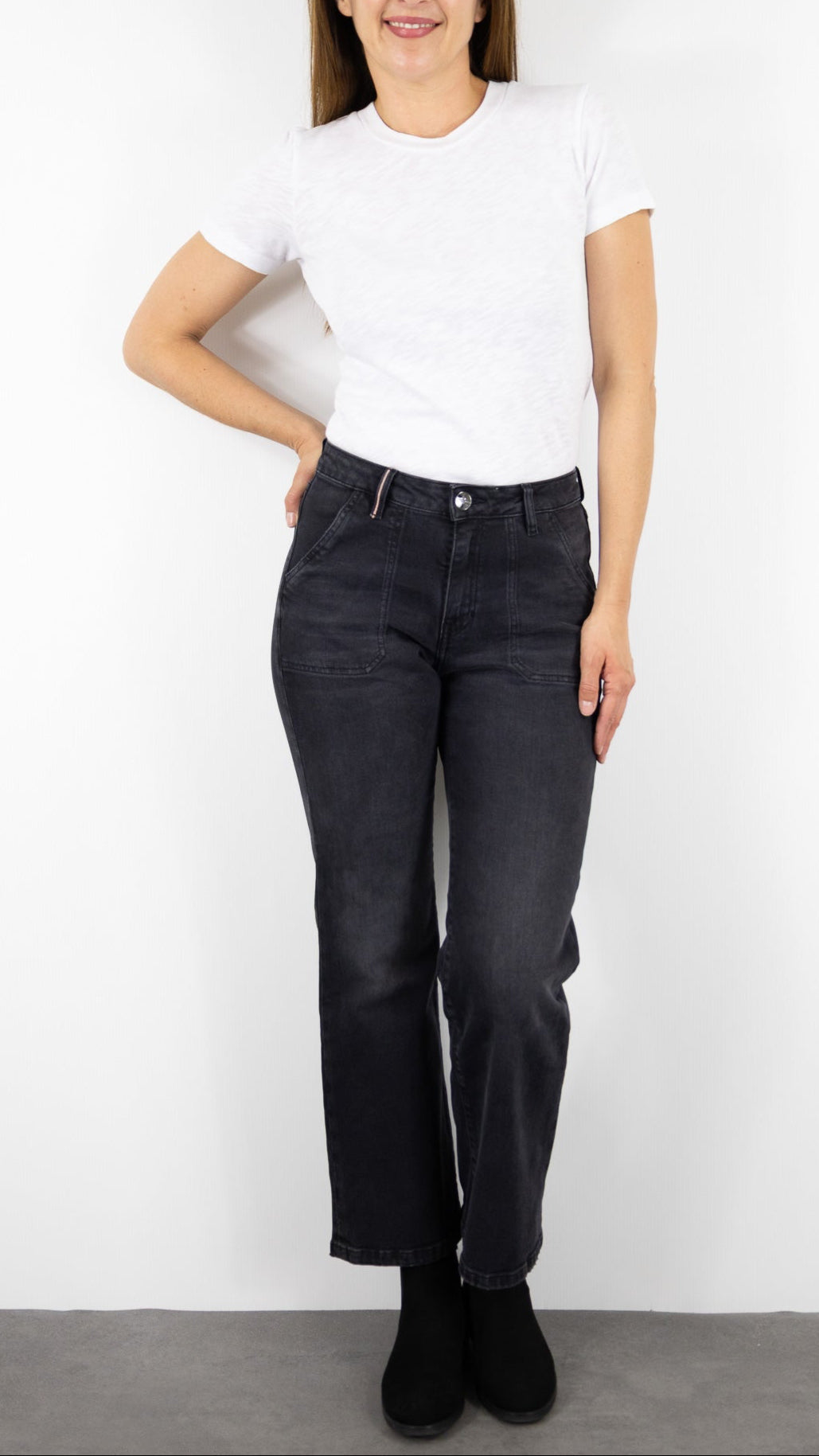 JEANS FLARE 7/8  ISLOW LEHA BLACK DENIM GRIS SOLAR ECLIPSE
