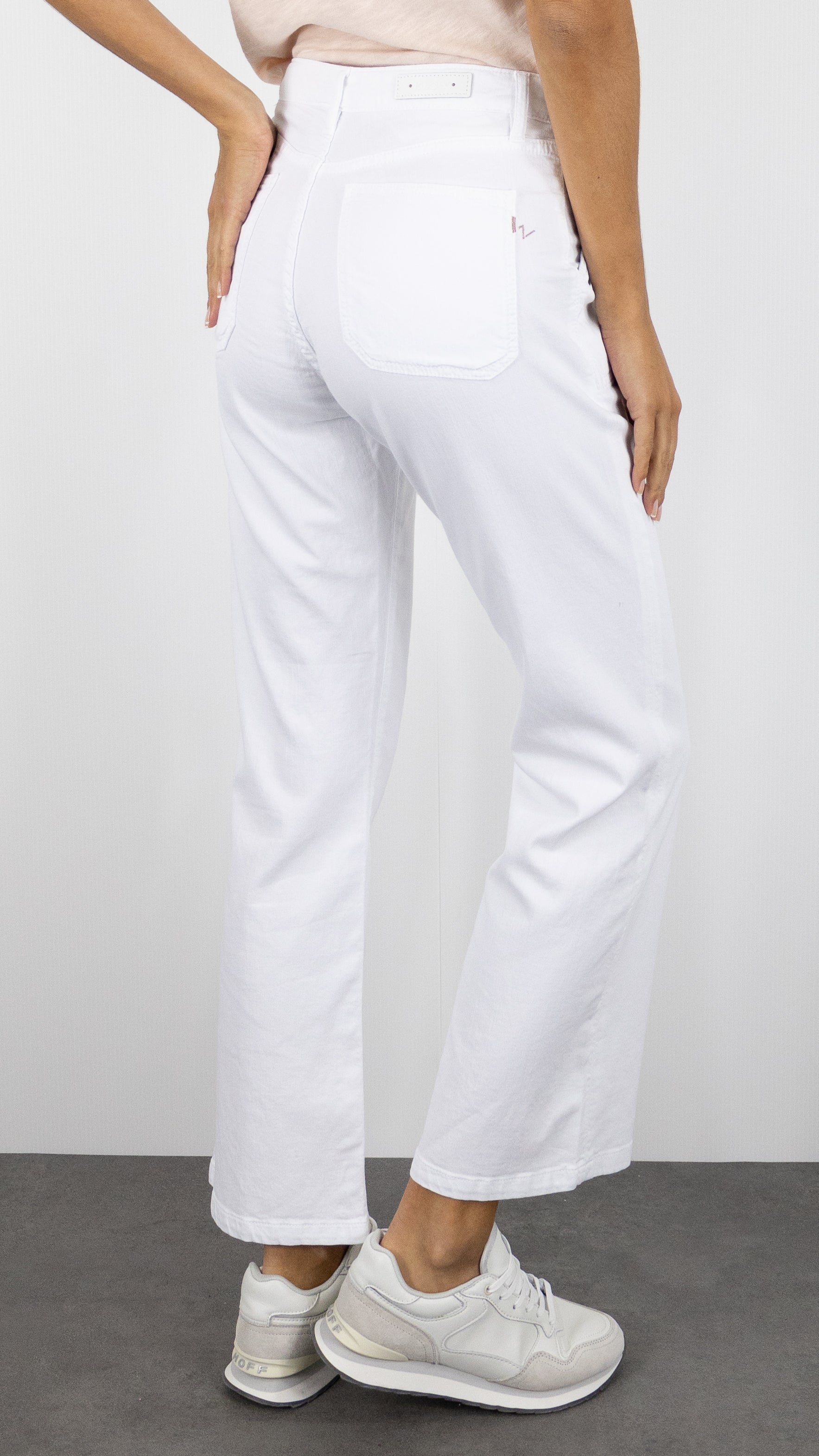 PANTALON LARGE 7/8 EN COTON LIN POUR FEMME ISLOW LEHA HYBRIDE LIN#COLOR_BLANC