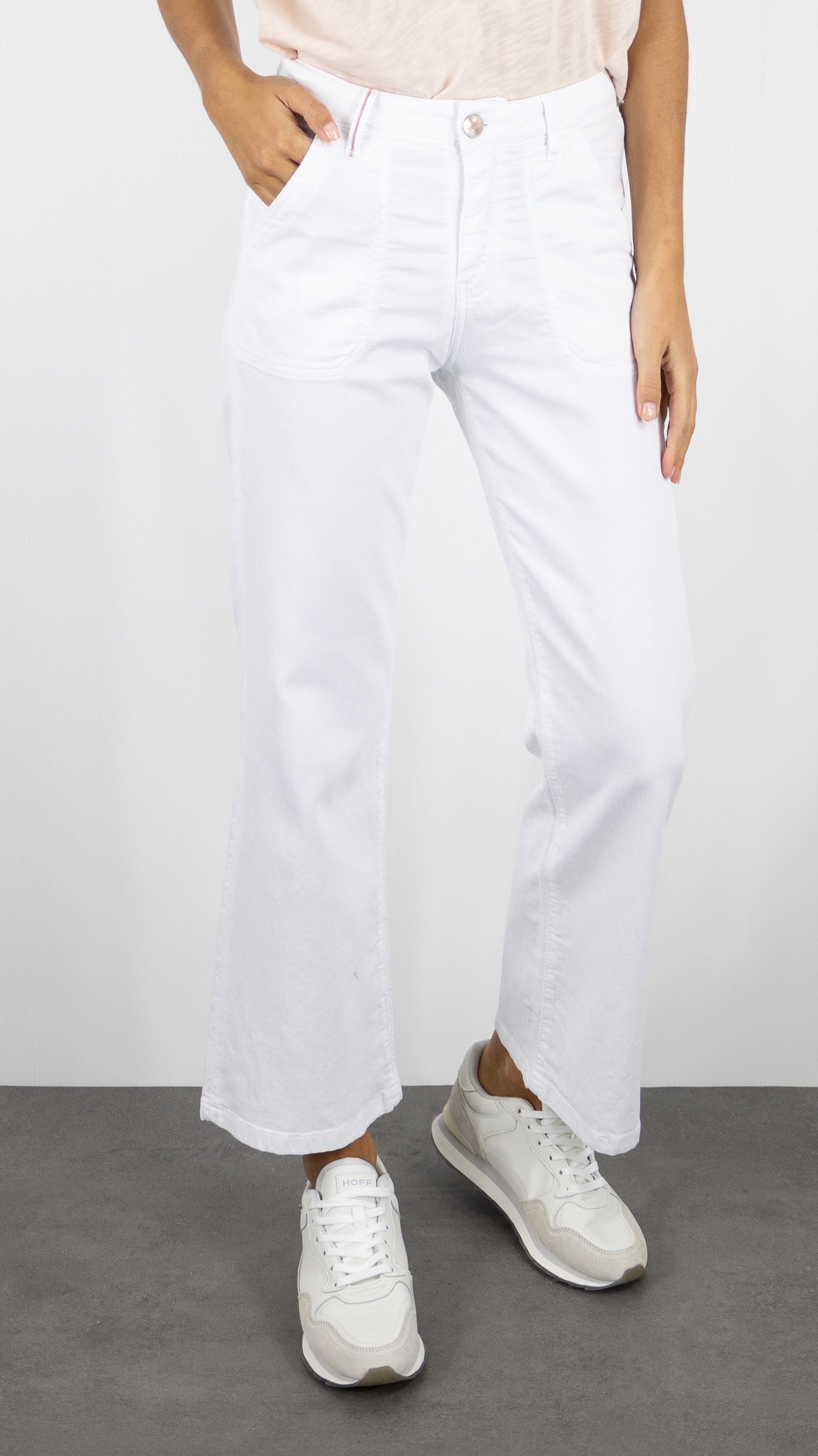 PANTALON LARGE 7/8 EN COTON LIN POUR FEMME ISLOW LEHA HYBRIDE LIN#COLOR_BLANC