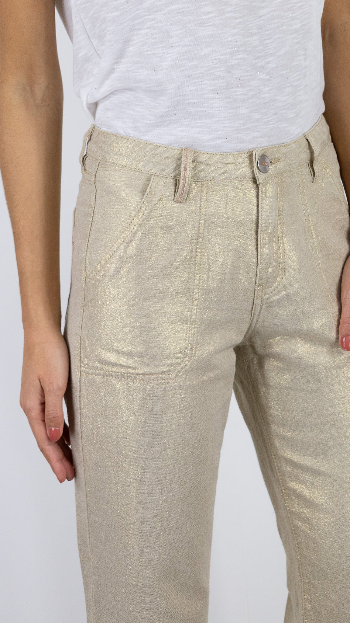 PANTALON 7/8 EN LIN DORE ISLOW LEHA LUXURY LINEN GOLD