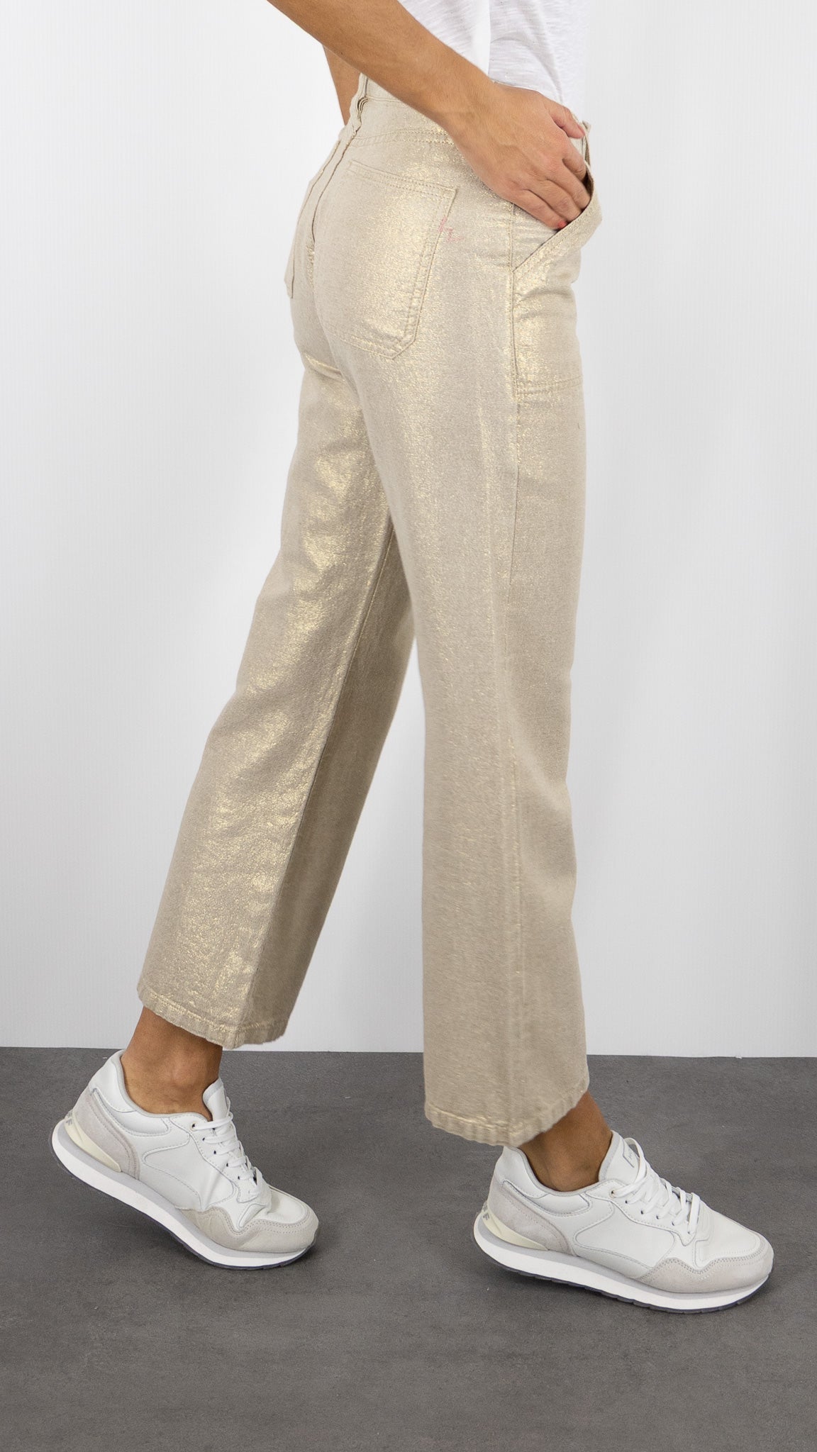 PANTALON 7/8 EN LIN DORE ISLOW LEHA LUXURY LINEN GOLD