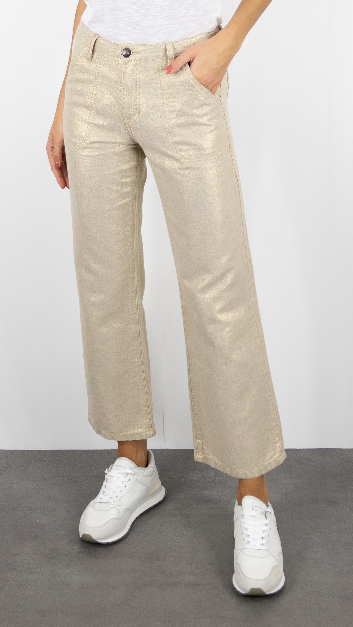 PANTALON 7/8 EN LIN DORE ISLOW LEHA LUXURY LINEN GOLD