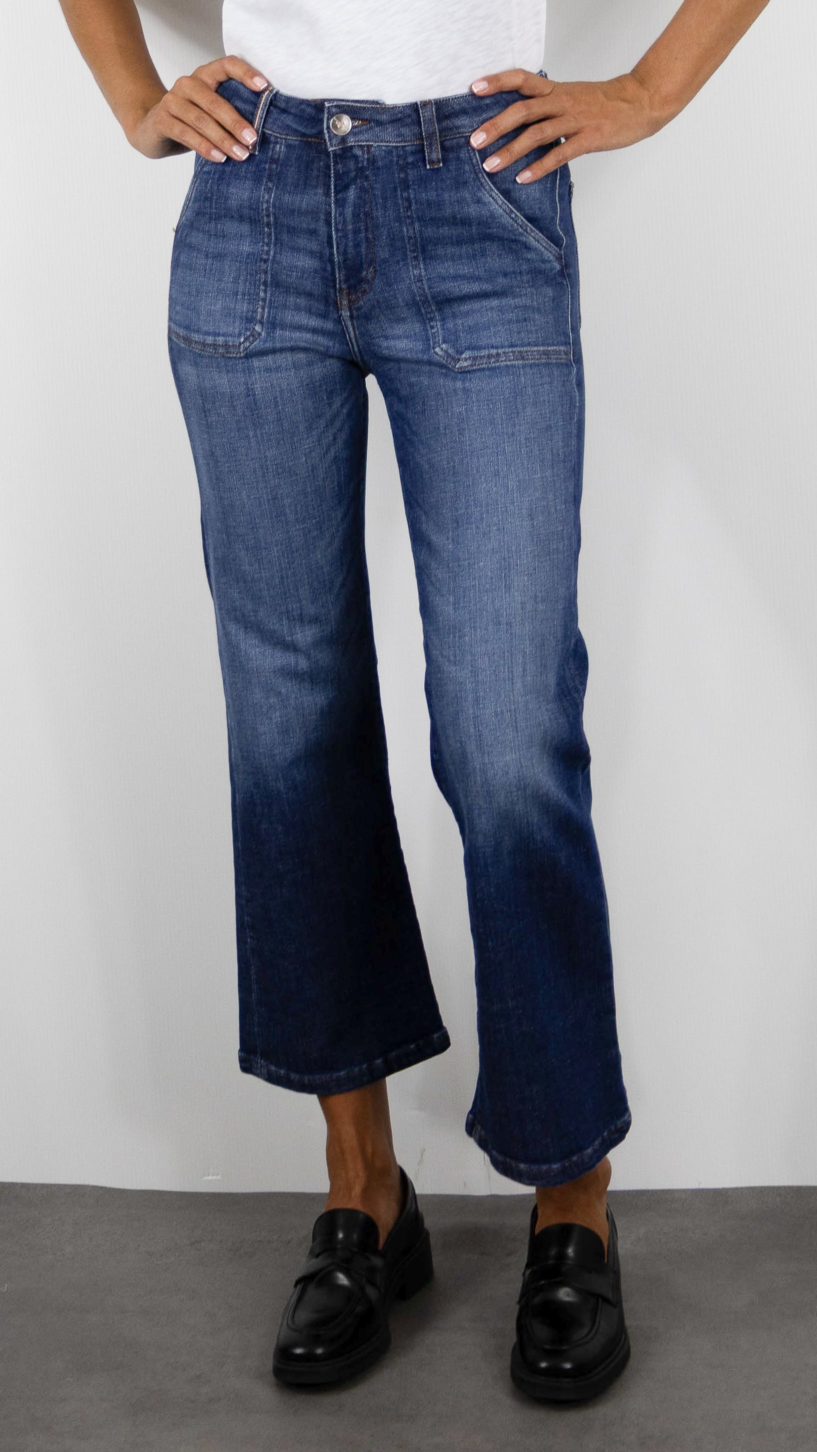 JEANS EVASE 7/8 POUR FEMME VINTAGE WASH  ISLOW LEHA RECYCLED BLUE