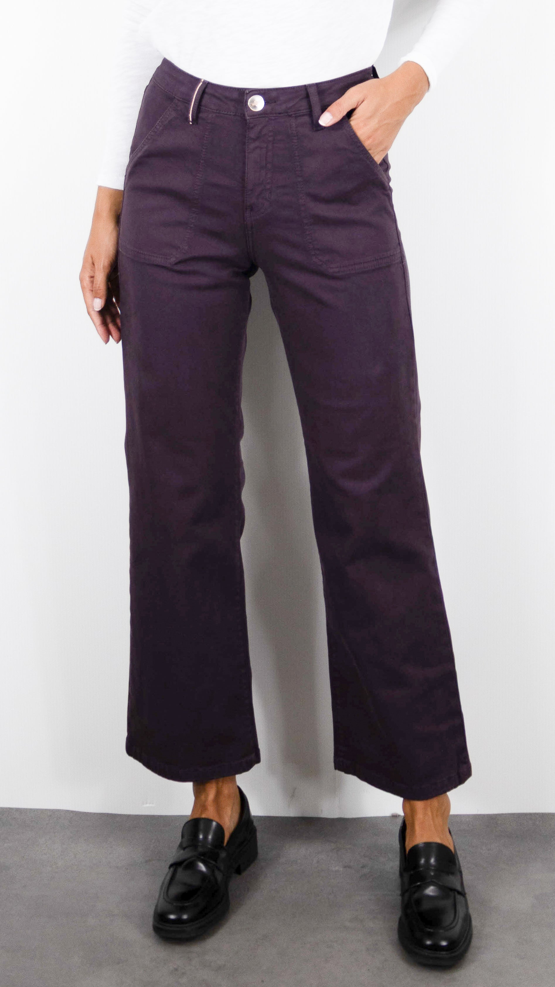 PANTALON CARGO 7/8 POUR FEMME ISLOW LEHA DRILL PES#COLOR_CASSIS/PRUNE