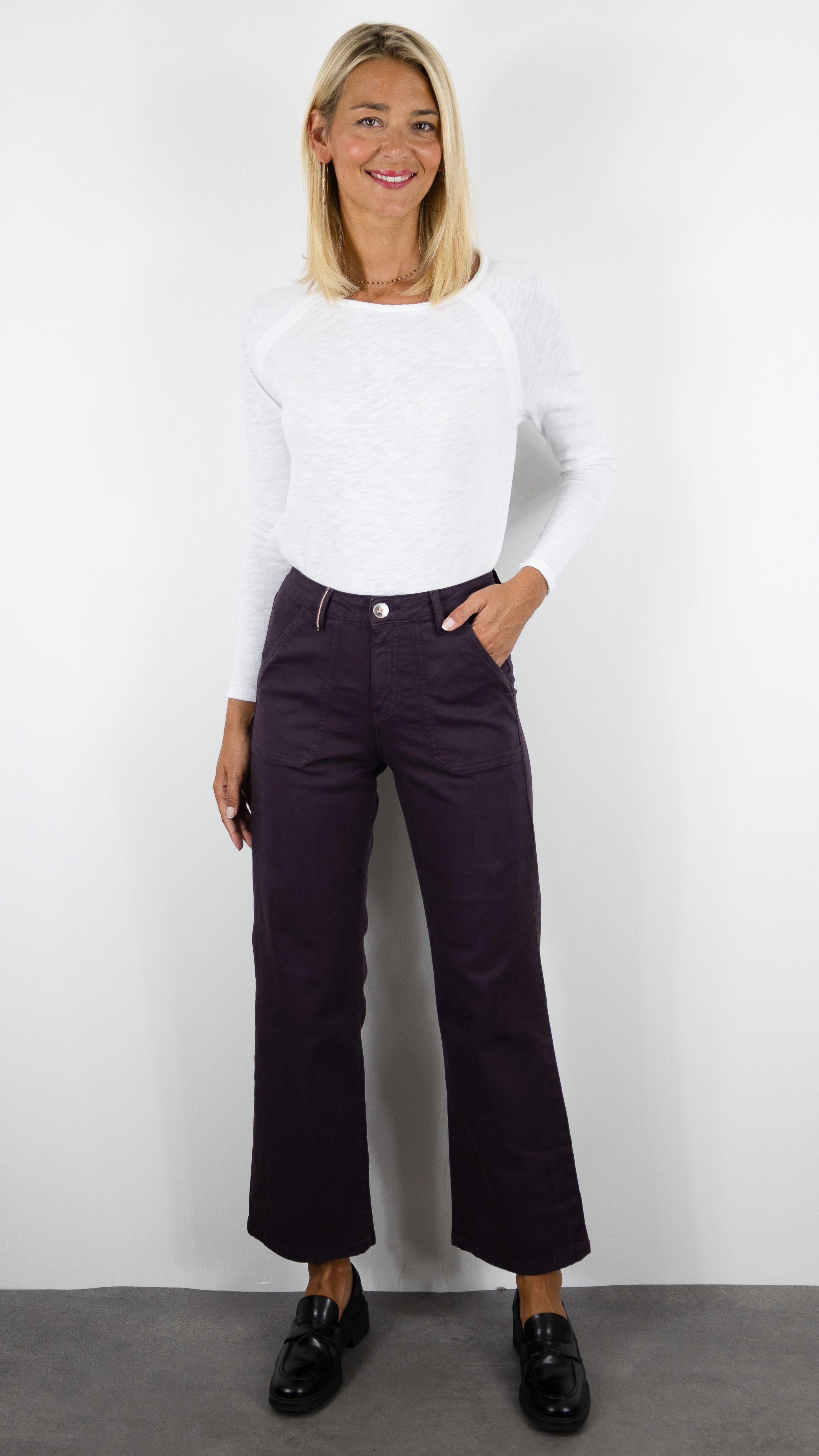PANTALON CARGO 7/8 POUR FEMME ISLOW LEHA DRILL PES#COLOR_CASSIS/PRUNE