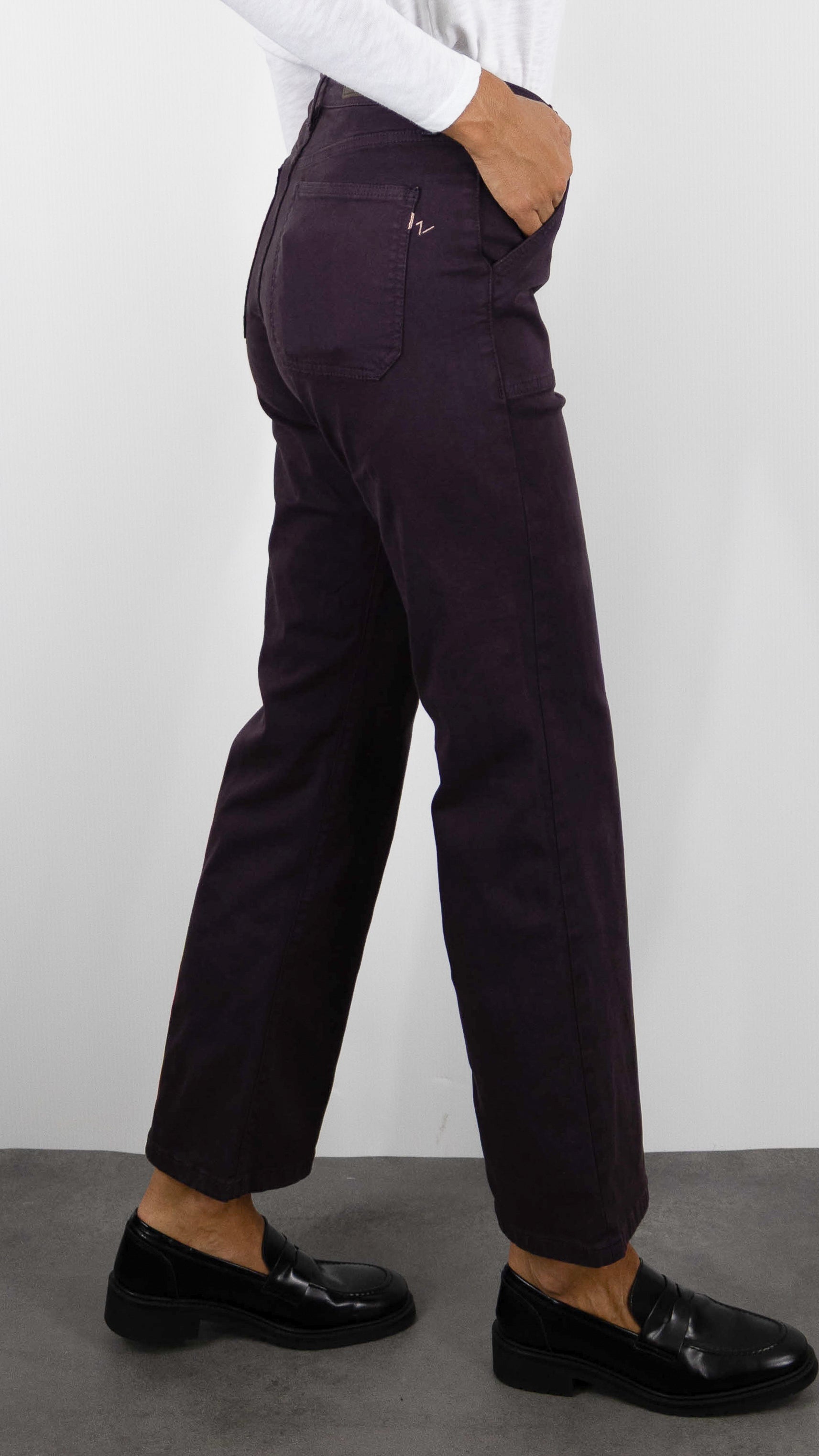 PANTALON CARGO 7/8 POUR FEMME ISLOW LEHA DRILL PES#COLOR_CASSIS/PRUNE