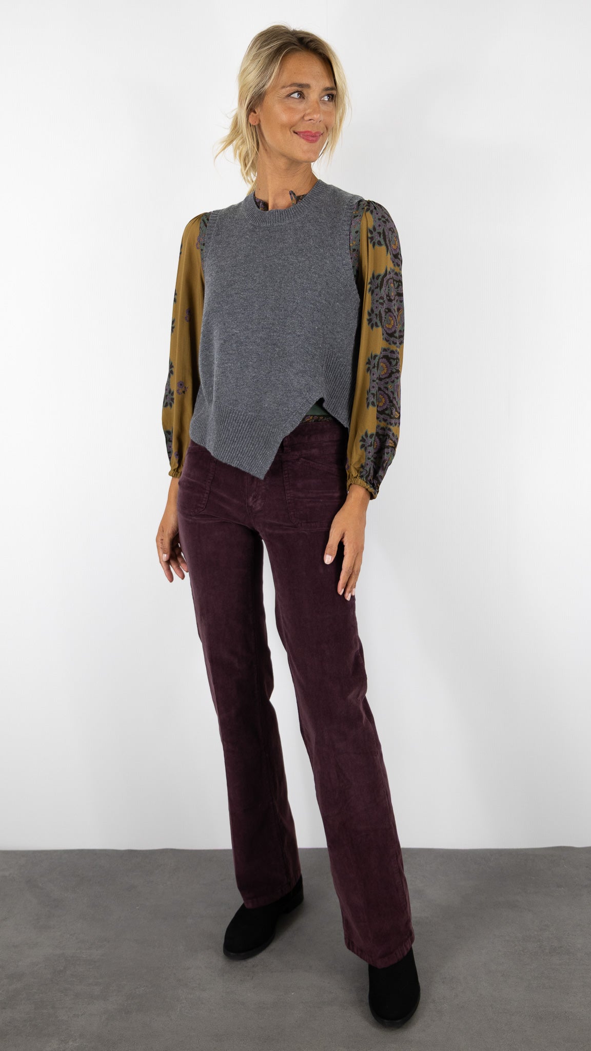 PULL SANS MANCHES DESTRUCTURE EN CACHEMIRE FEMME NOT SHY LEIRE#COLOR_GRIS CHINE FONCE