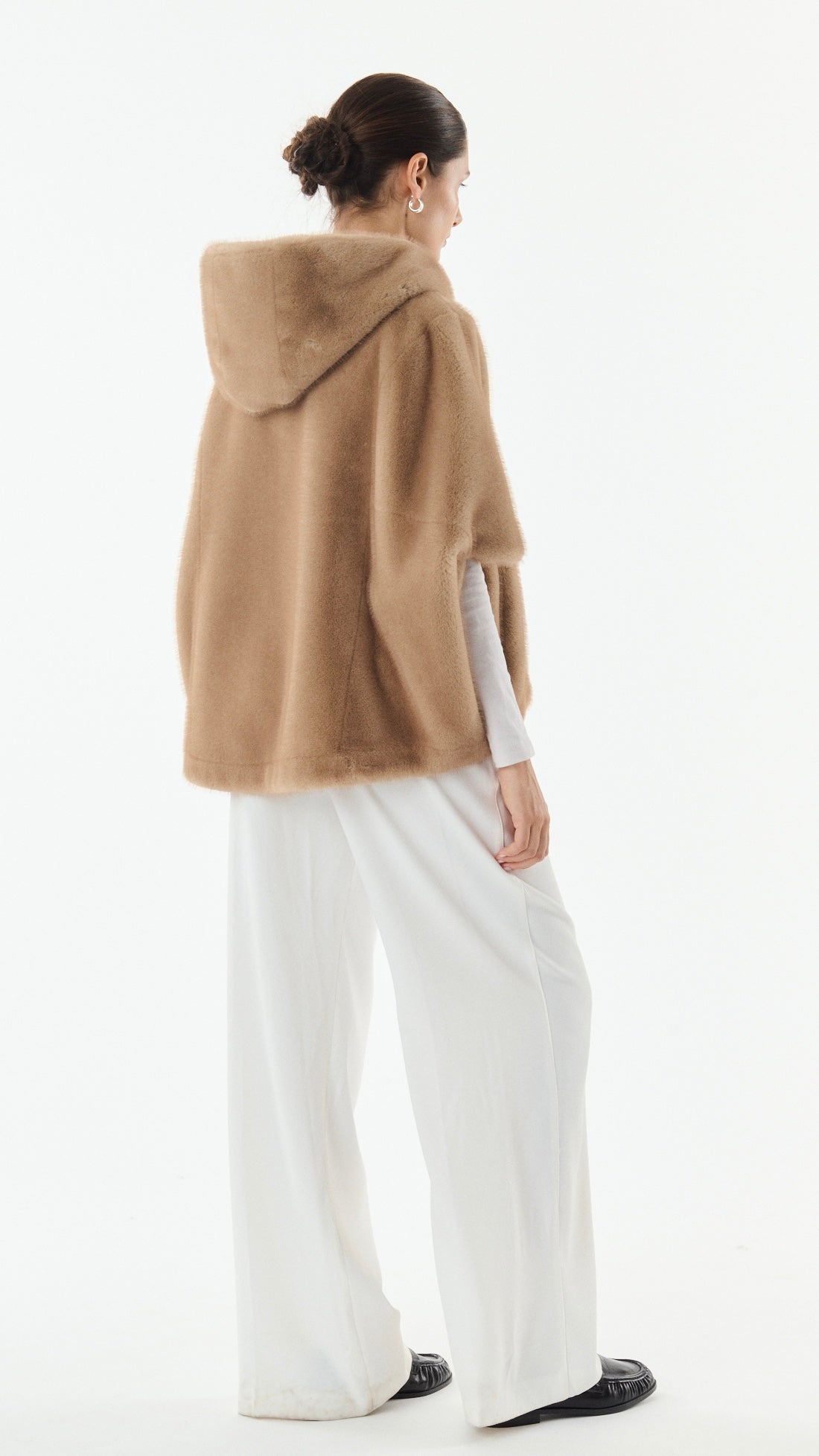 CAPE EN FAUSSE FOURRURE A CAPUCHE POUR FEMME GIOVANNI LEONIE#COLOR_TAUPE