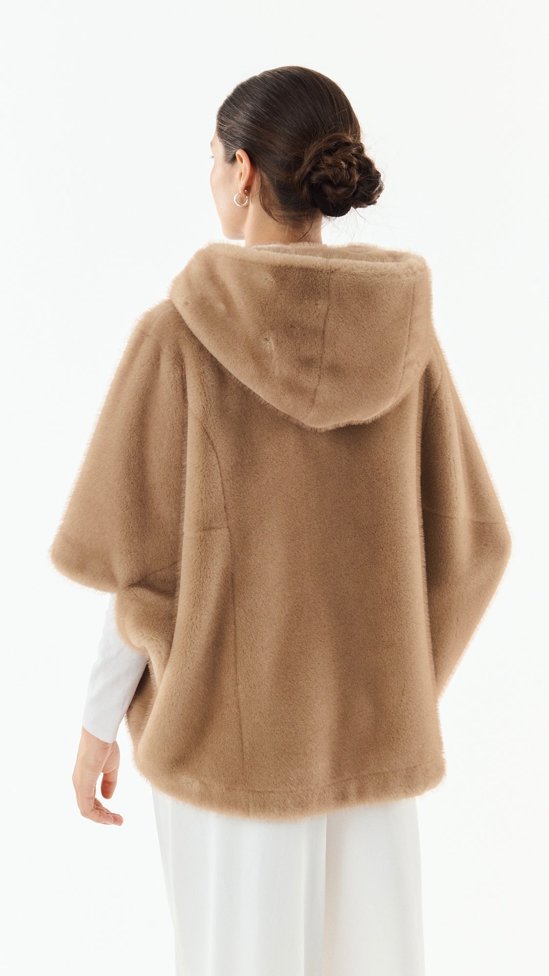 CAPE EN FAUSSE FOURRURE A CAPUCHE POUR FEMME GIOVANNI LEONIE#COLOR_TAUPE