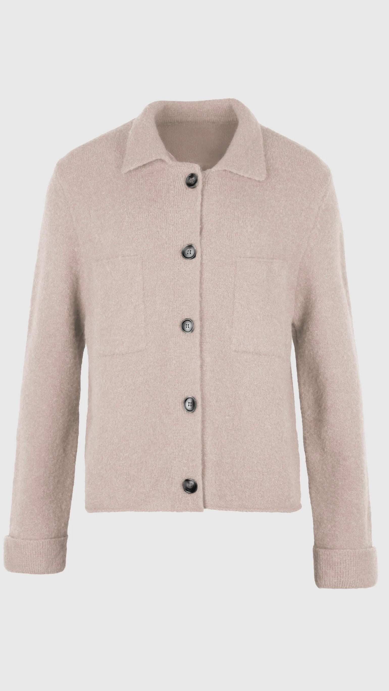 GILET TRICOTE COL POLO BEIGE FEMME AN'GE LEVALIE 