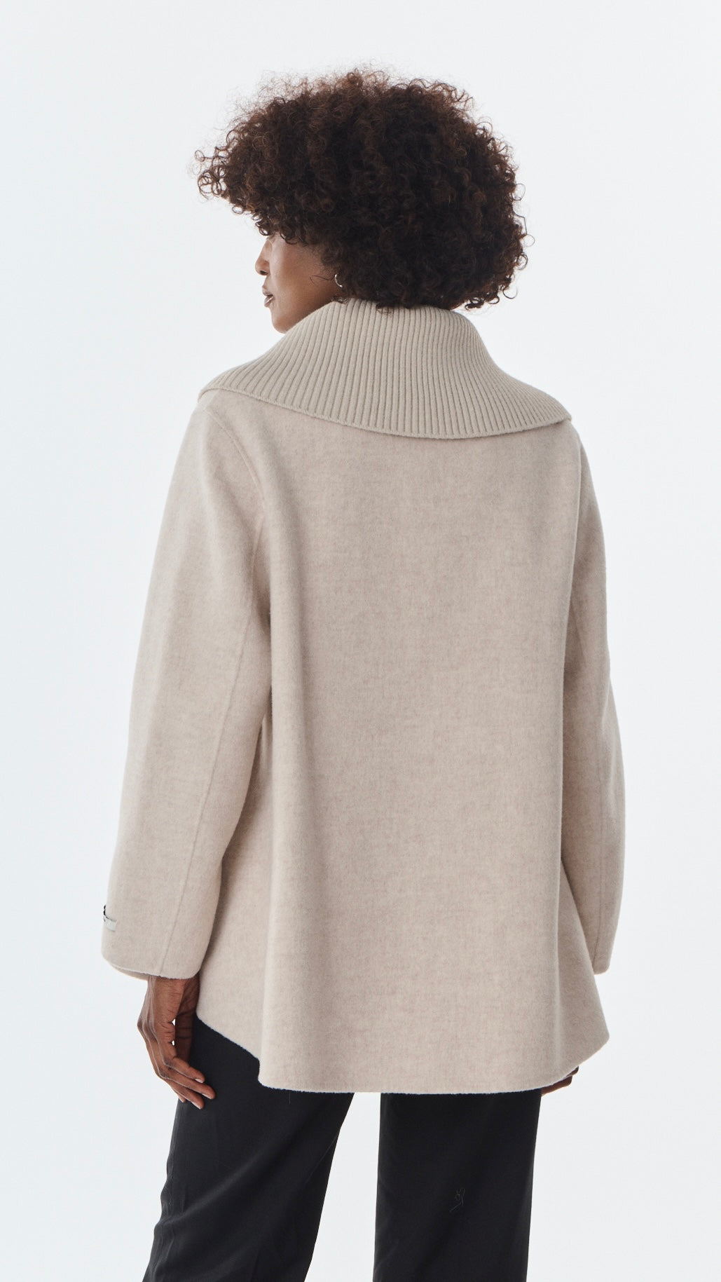 VESTE COL CHALE POUR FEMME EN LAINE GIOVANNI LEXIE#COLOR_GRIS ANTHRACITE