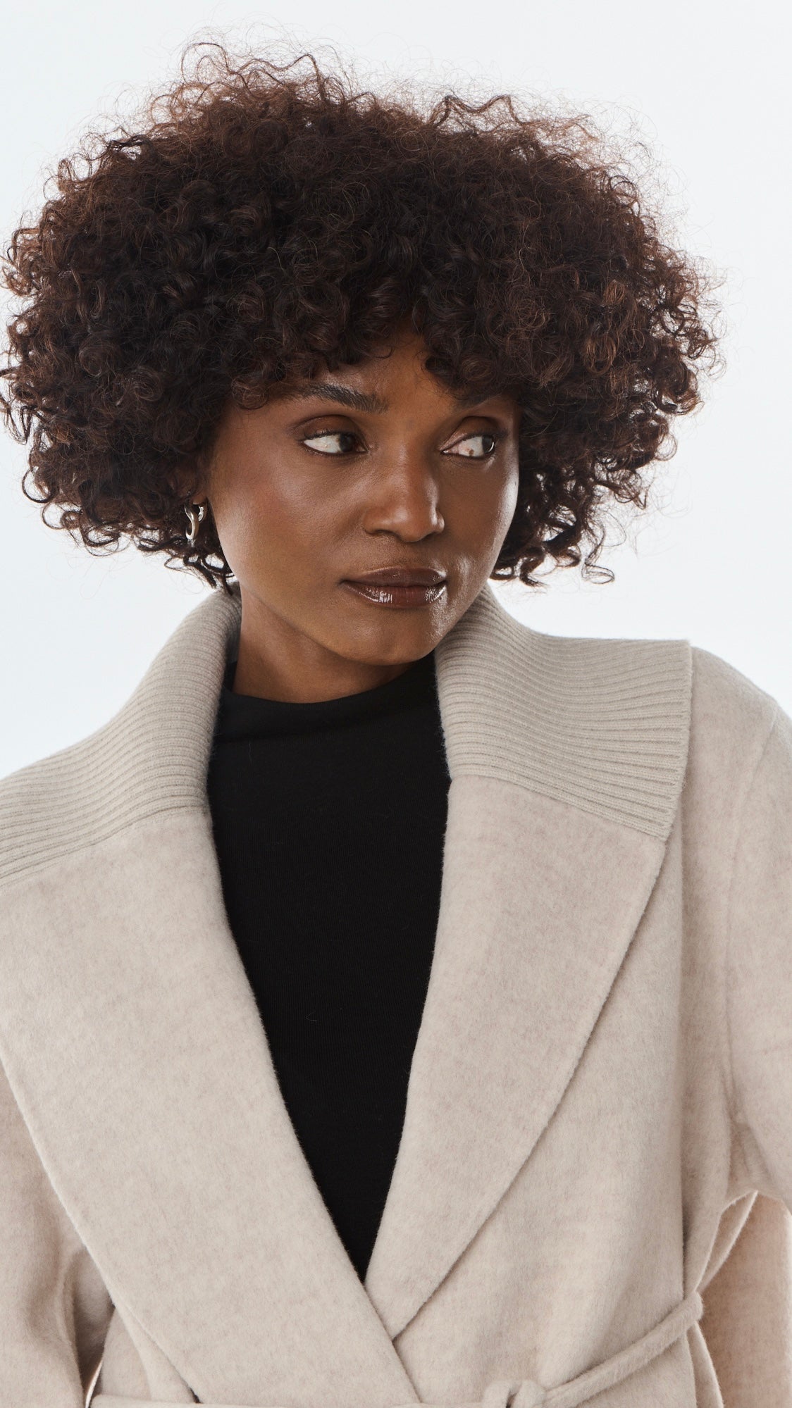 VESTE COL CHALE POUR FEMME EN LAINE GIOVANNI LEXIE#COLOR_GRIS ANTHRACITE