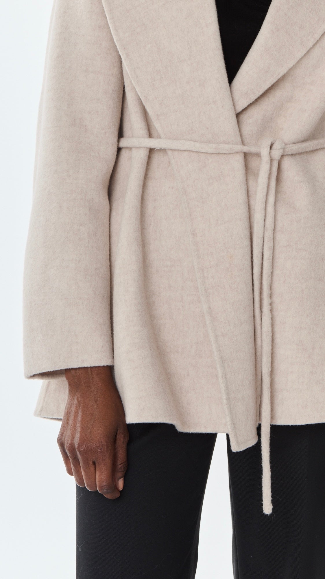 VESTE COL CHALE POUR FEMME EN LAINE GIOVANNI LEXIE#COLOR_GRIS ANTHRACITE