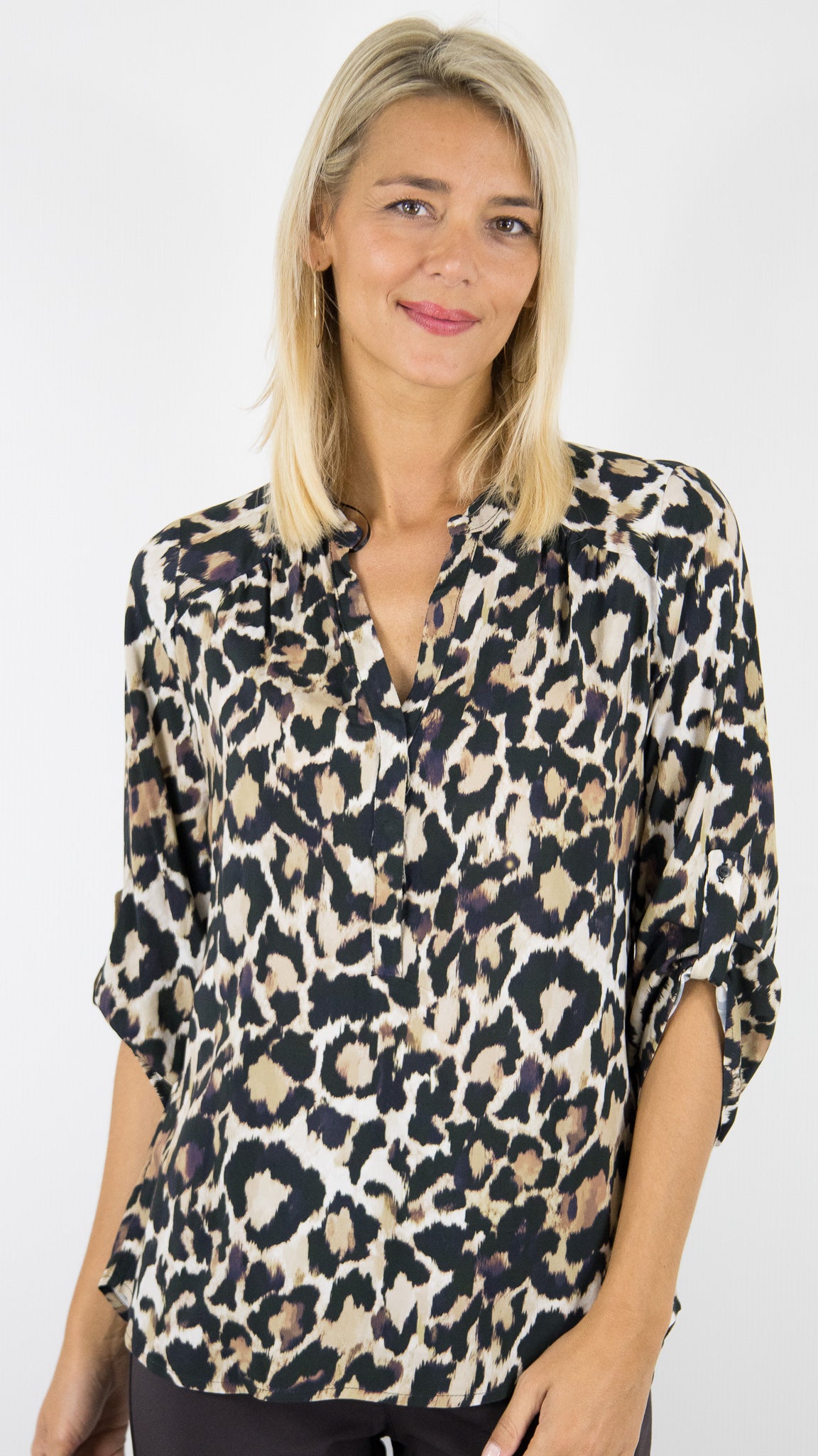 BLOUSE FLUIDE IMPRIMEE FEMME EMA BLUE'S LILI#LEOPARD BEIGE 