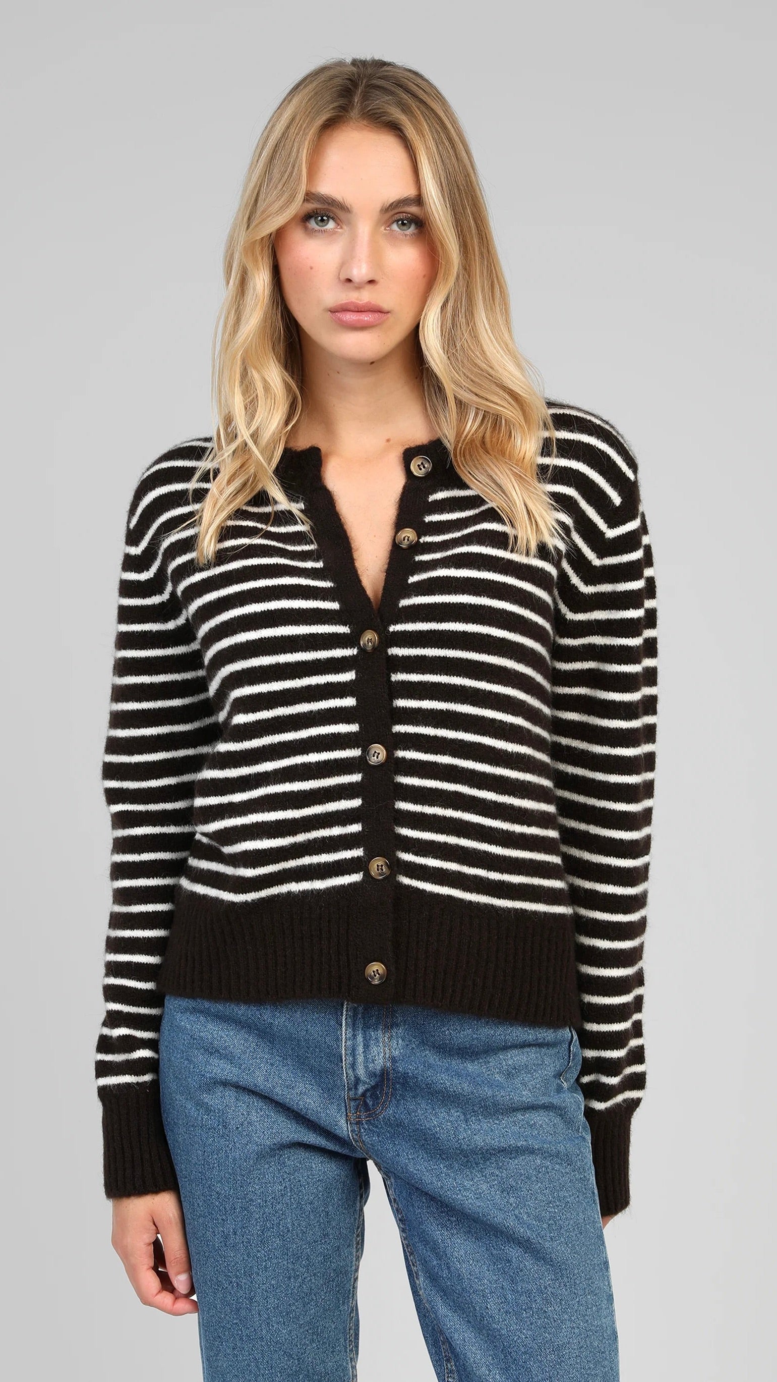 CARDIGAN MARINIIERE FEMME AN'GE LIPSTIK#COLOR_CHOCOLAT