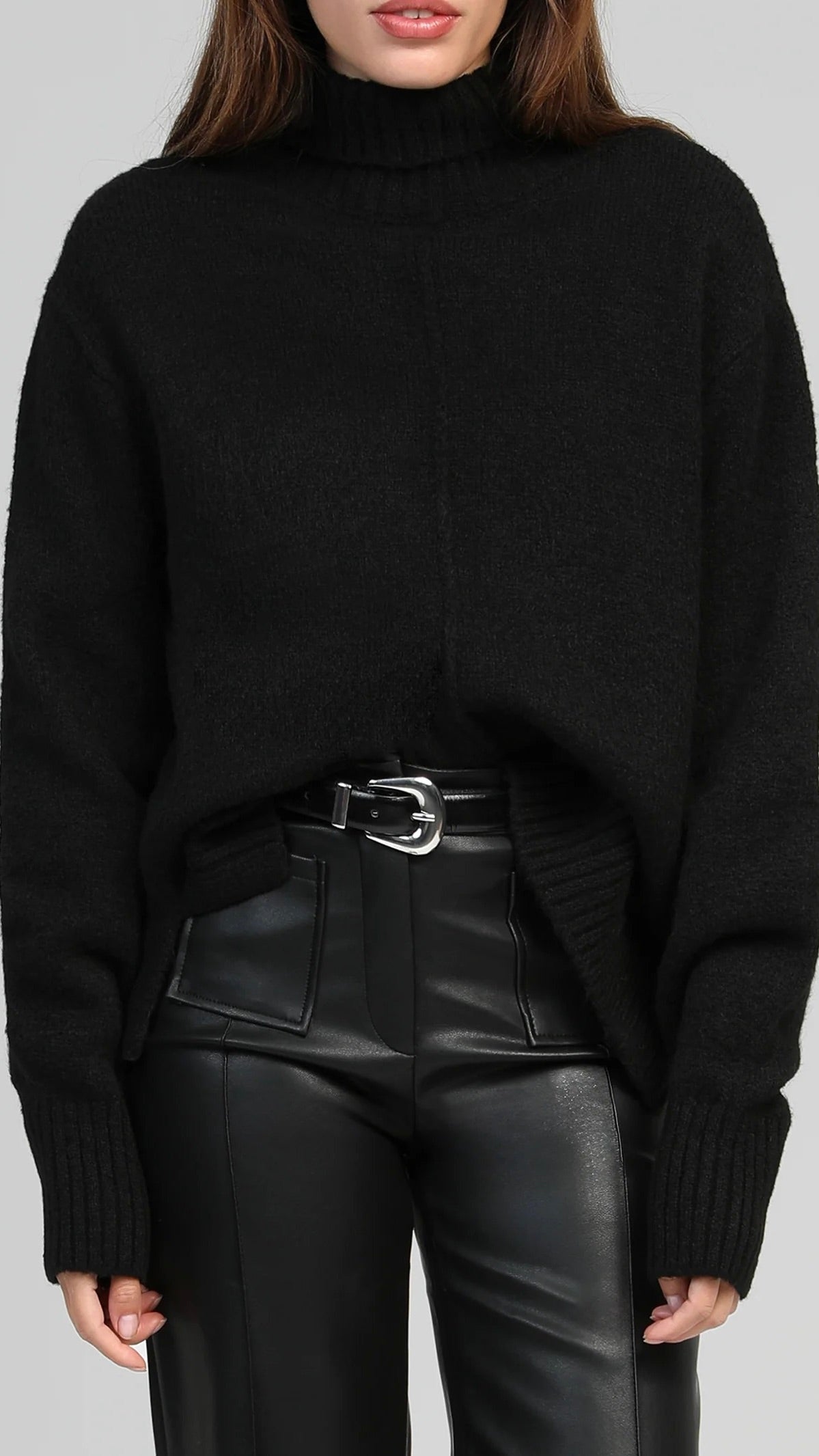 PULL AMPLE COL ROULE ECRU AN'GE LIPY#COLOR_NOIR