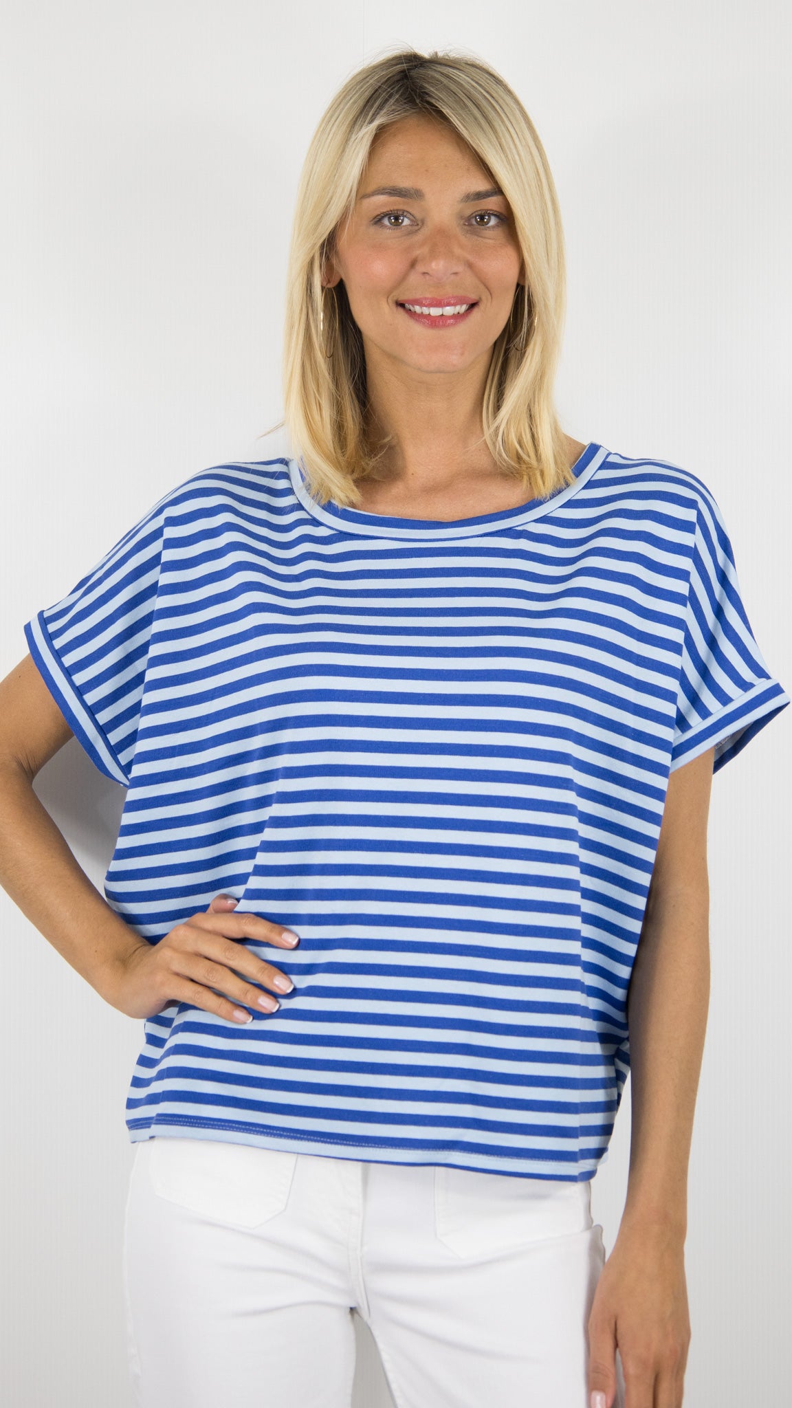 TEE-SHIRT AMPLE MANCHES COURTES RAYE BLEU ROYAL LUK AP LK7786 FTW