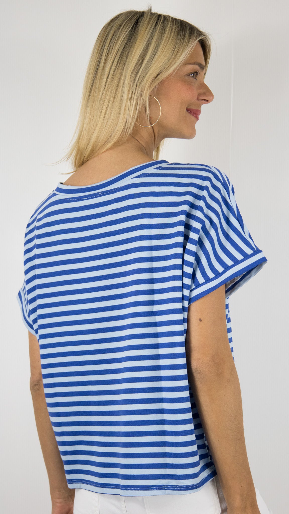 TEE-SHIRT AMPLE MANCHES COURTES RAYE BLEU ROYAL LUK AP LK7786 FTW