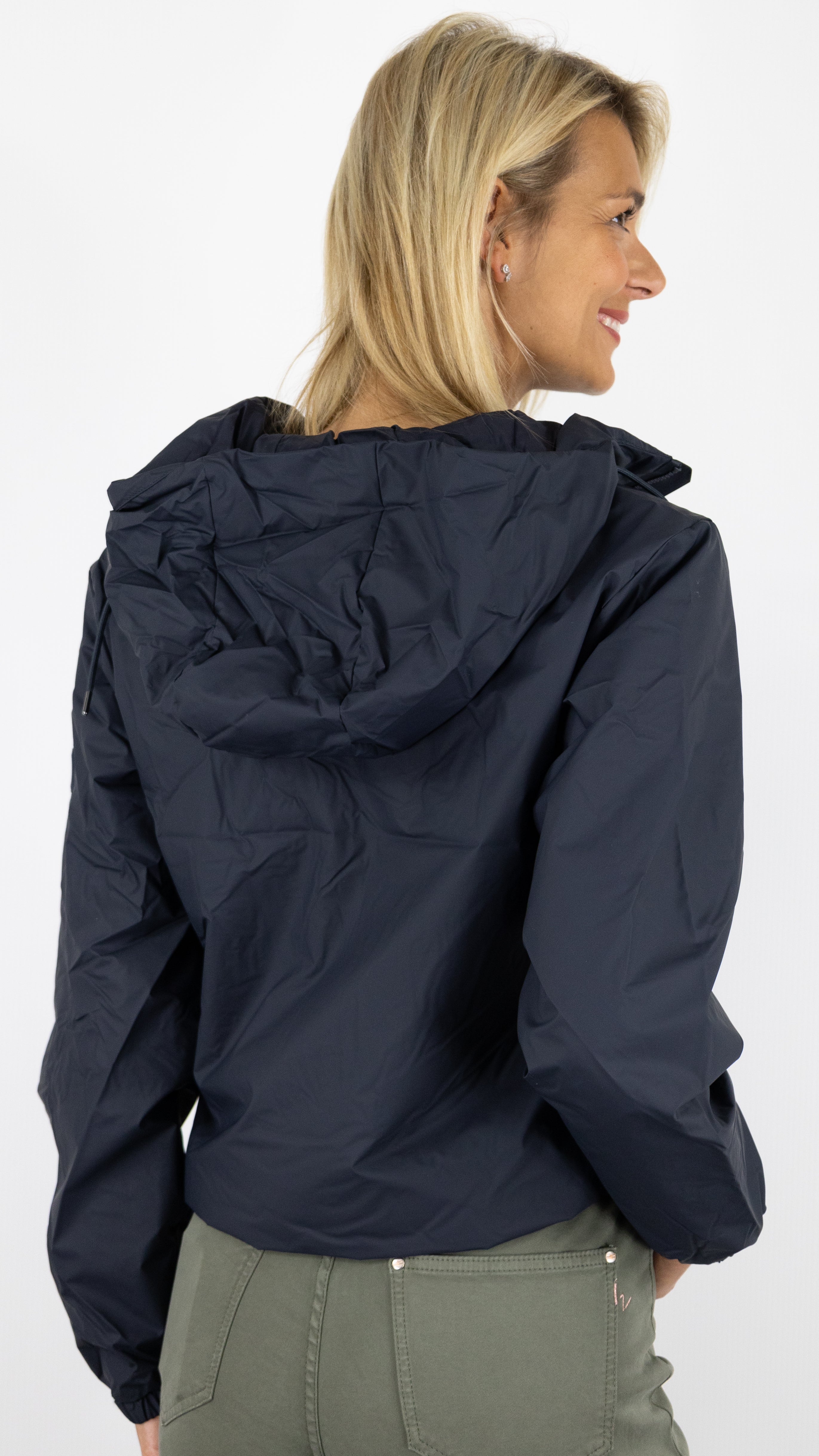 VESTE COURTE A CAPUCHE IMPERMEABLE RAINS 15780 LOHJA STRING W#COLOR_NAVY/MARINE