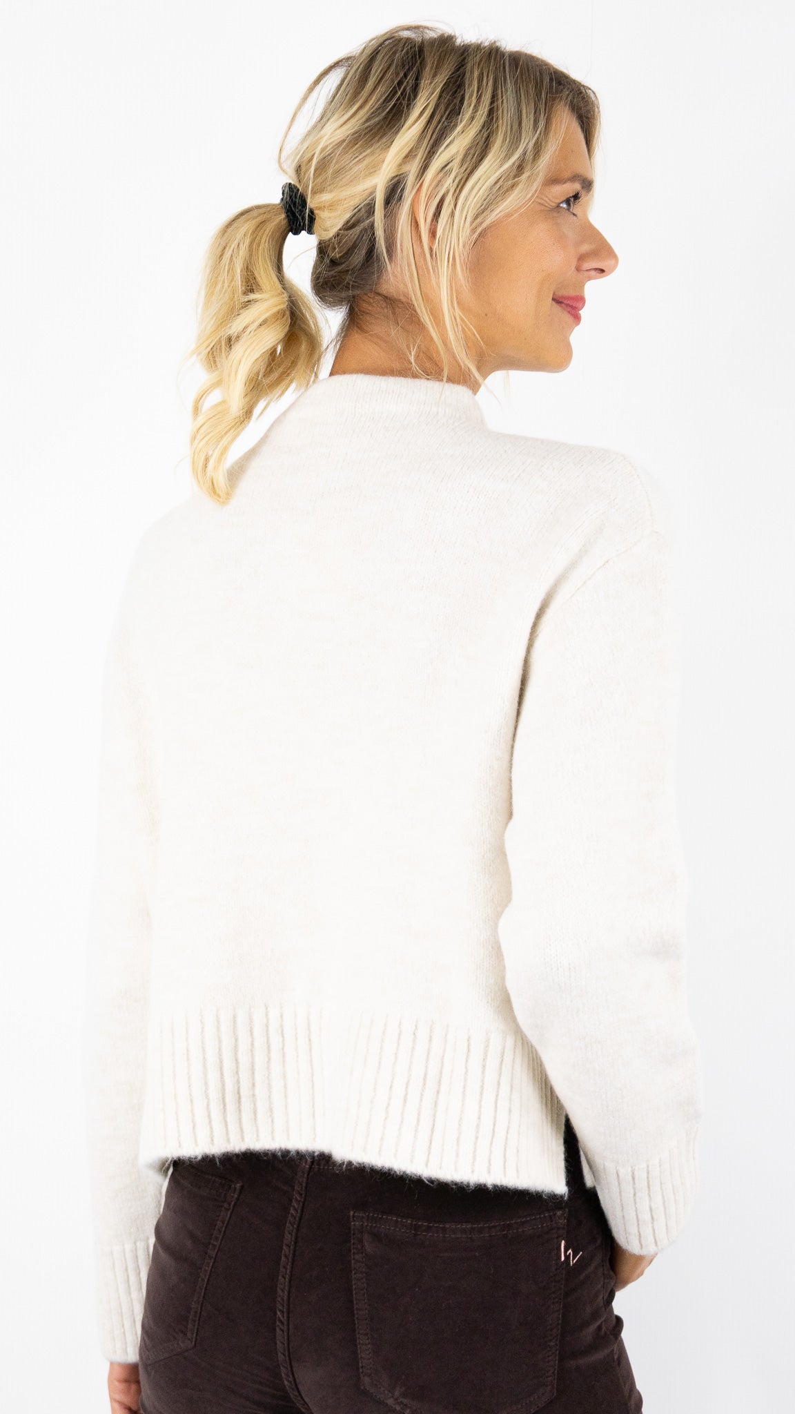 PULL EPAIS COL ROND FEMME AN'GE LORENA#COLOR_ECRU