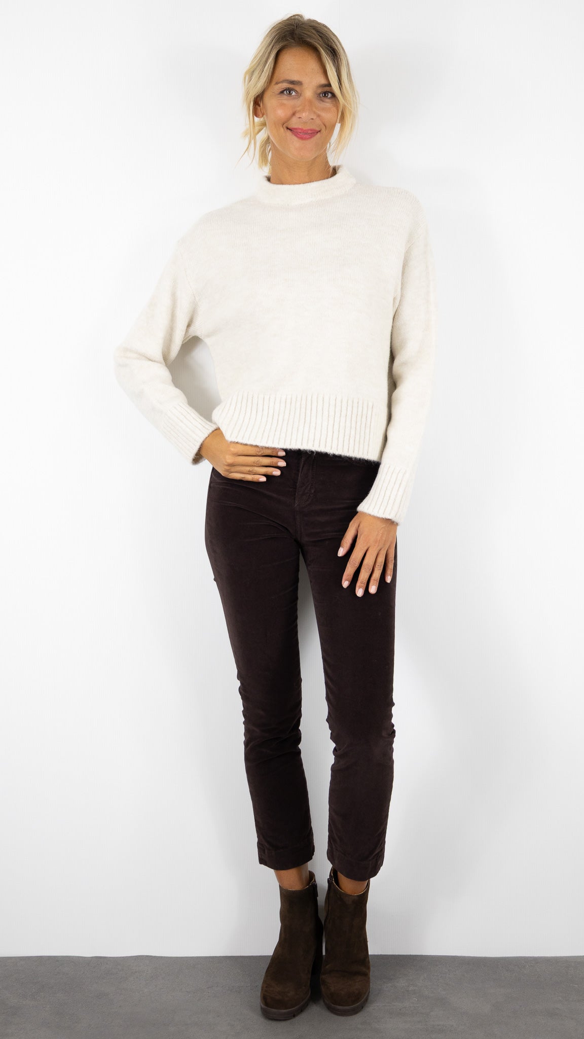PULL EPAIS COL ROND FEMME AN'GE LORENA#COLOR_ECRU