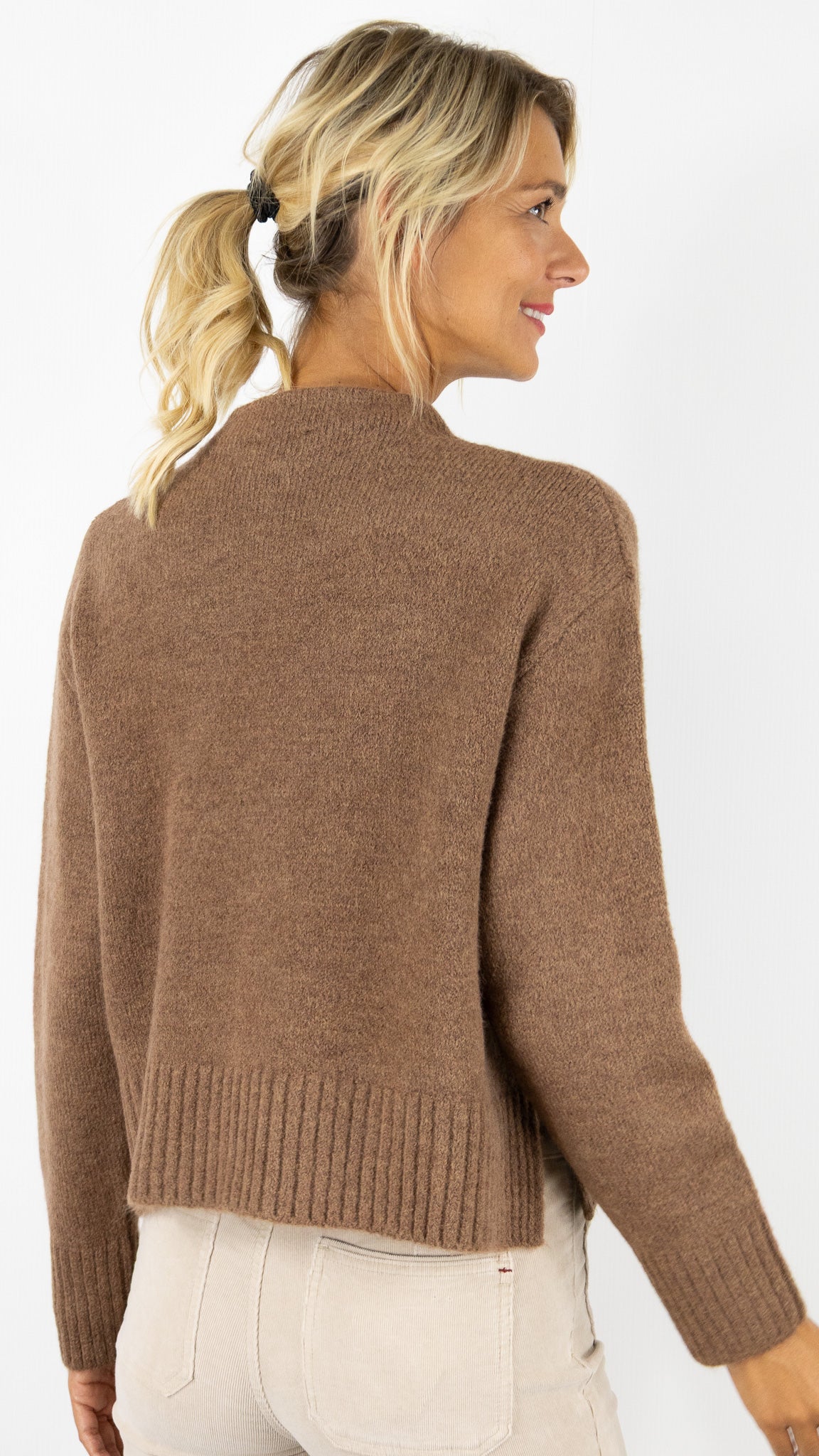 PULL EPAIS COL ROND FEMME AN'GE LORENA#COLOR_MARRON GLACE