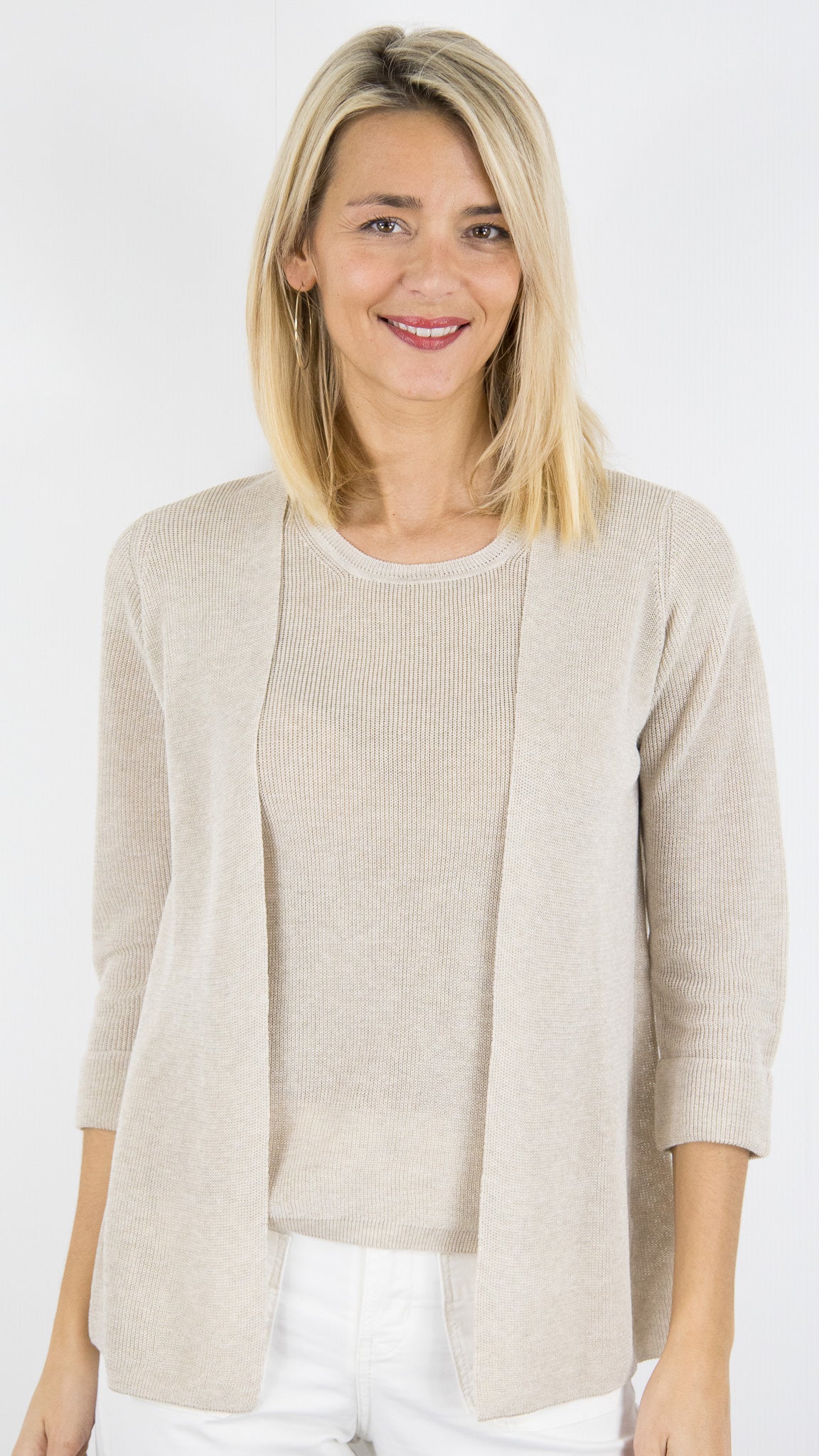 GILET FLUIDE LUREX BEIGE FEMME GERARD DAREL LORINA