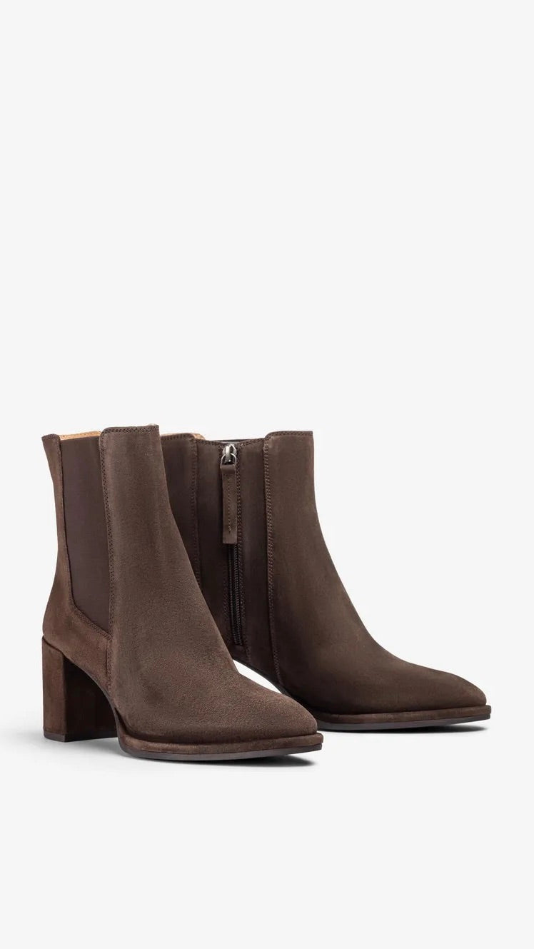 BOOTS A TALONS POINTUES EN DAIM MARRON CHOCO UNISA LOSUS BS#COLOR_BROWN