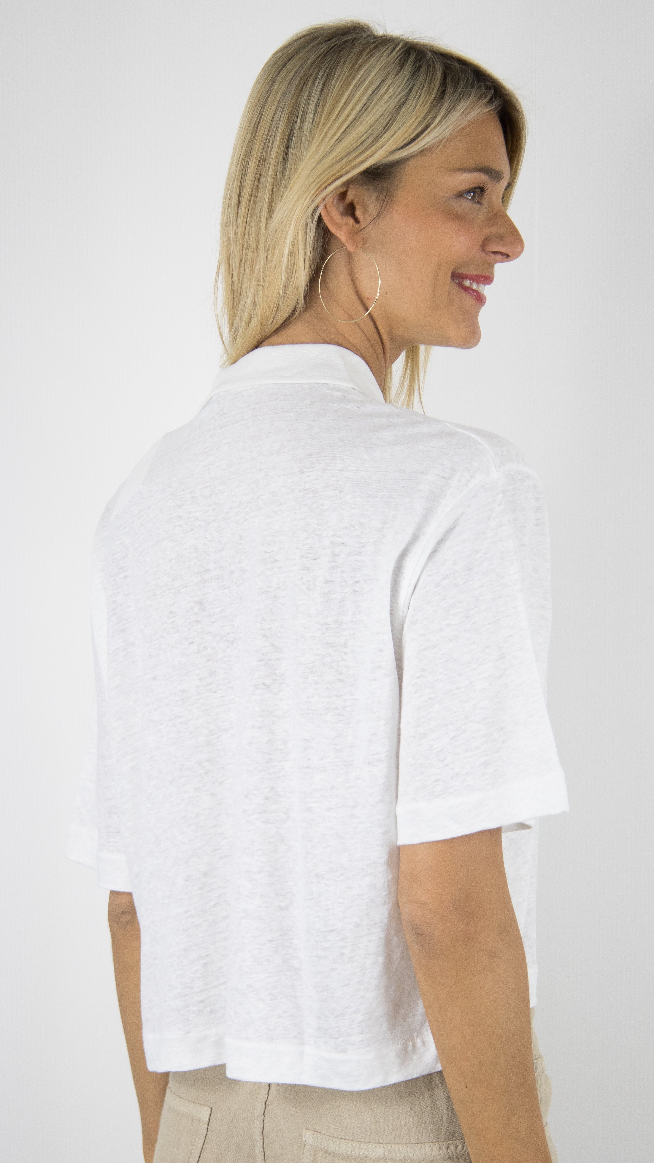POLO MAJESTIC EN LIN COURT #COLOR_001/BLANC