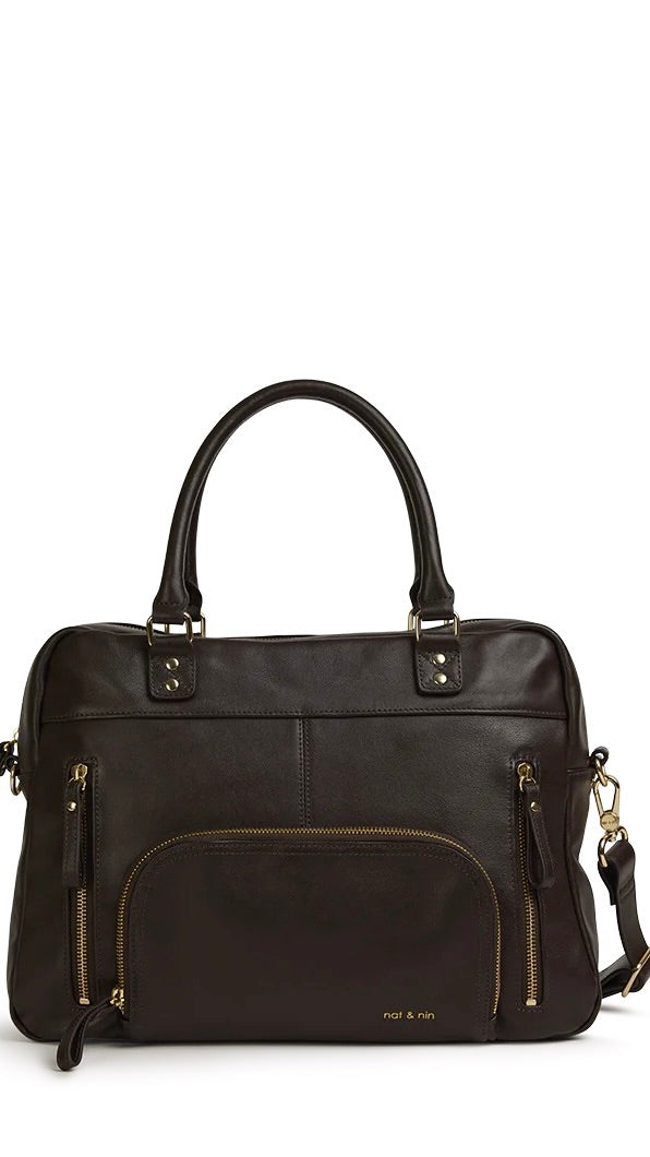 SAC EN CUIR LISSE MARRON EBENE NAT ET NIN 