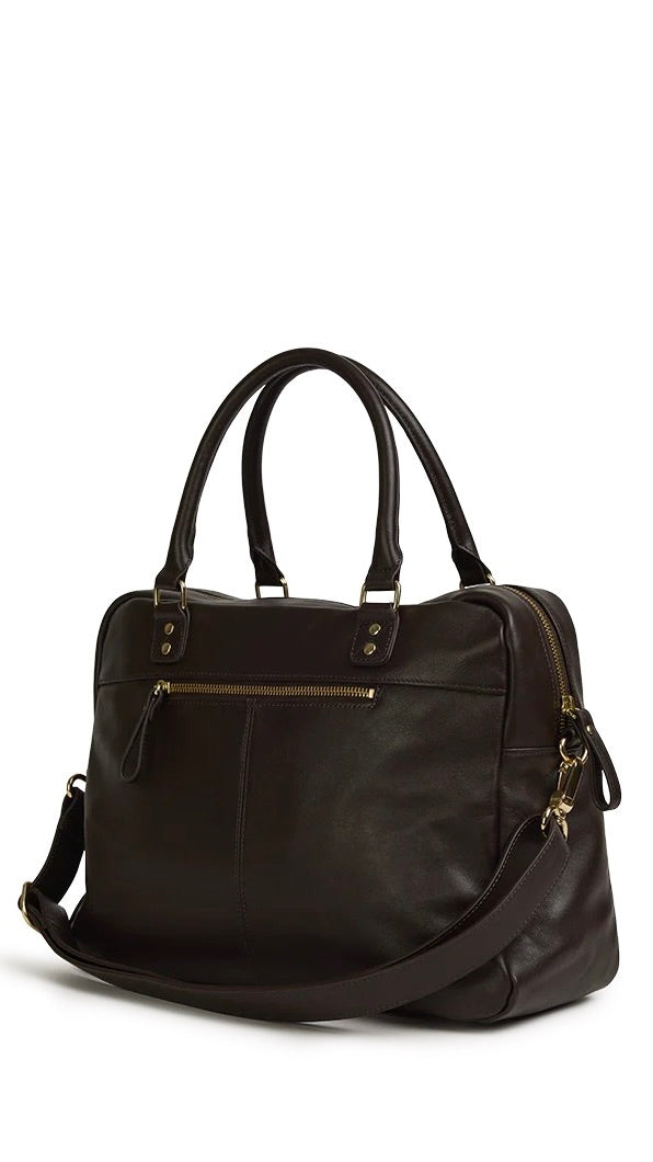 SAC EN CUIR LISSE MARRON EBENE NAT ET NIN 