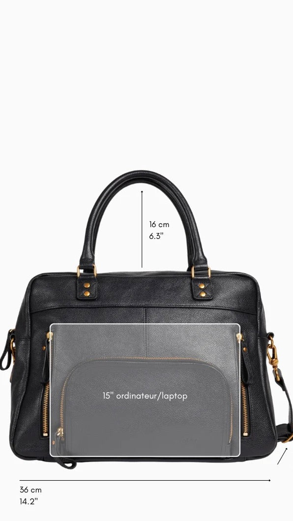 SAC EN CUIR LISSE MARRON EBENE NAT ET NIN 